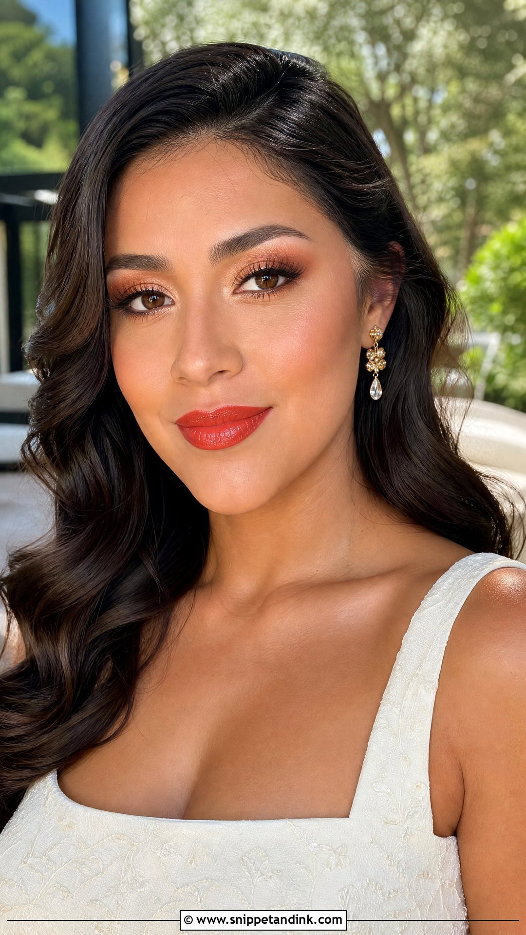 Orange Red Lip Bridal Makeup - Snippet and Ink - 20 Red Lip Bridal Makeup Ideas