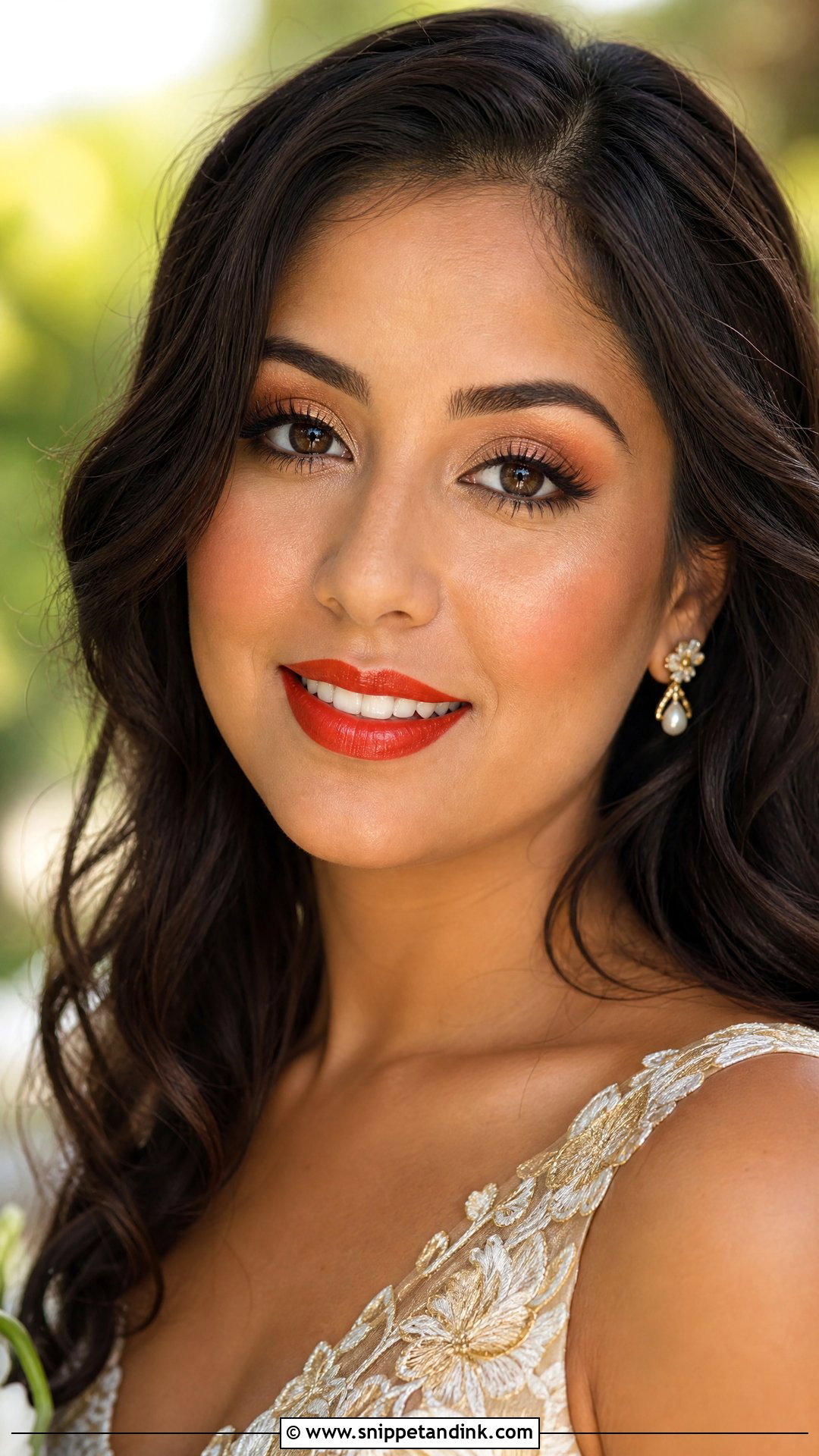 Orange Red Lip Wedding Makeup - Snippet and Ink - 20 Red Lip Wedding Makeup Ideas