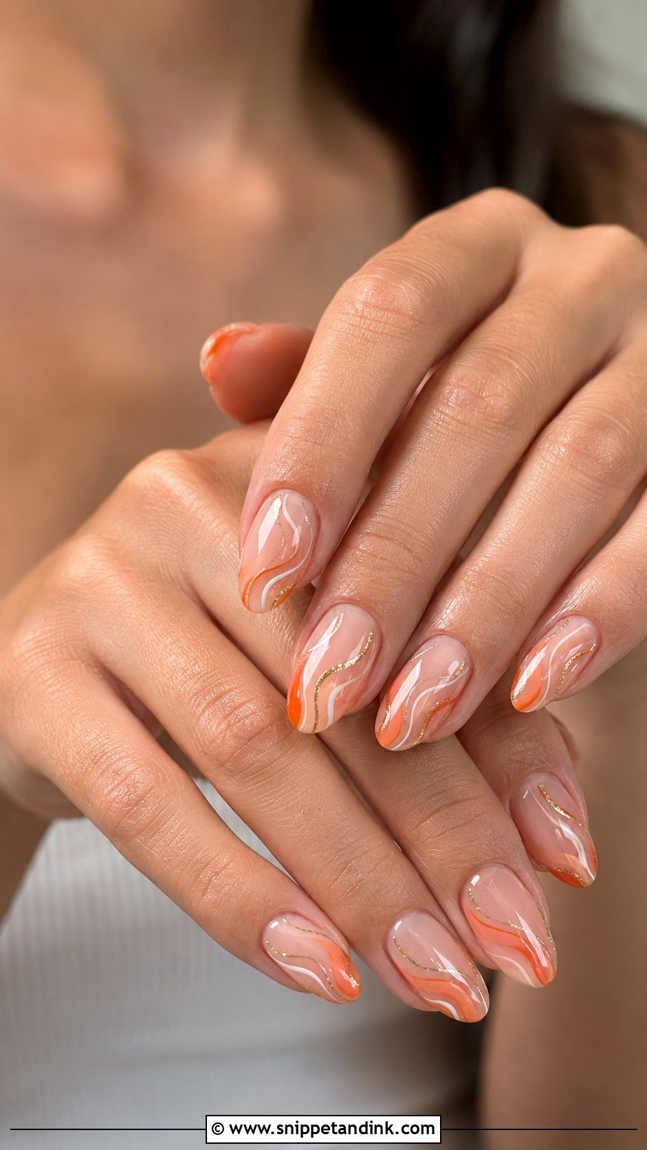 Orange Swirl Wedding Nails - Snippet and Ink - 20 Orange Wedding Nails