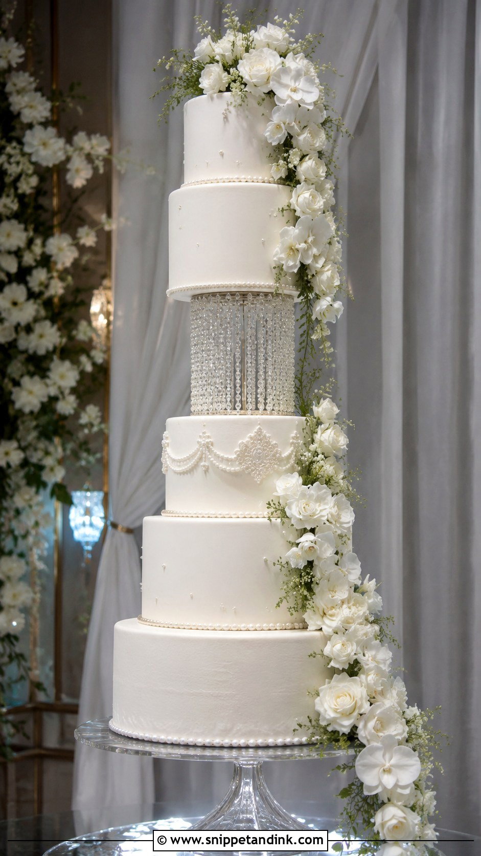 Orchid Floating Tier Wedding Cake - Snippet and Ink - 20 Wedding Cake Ideas with Floating Tier