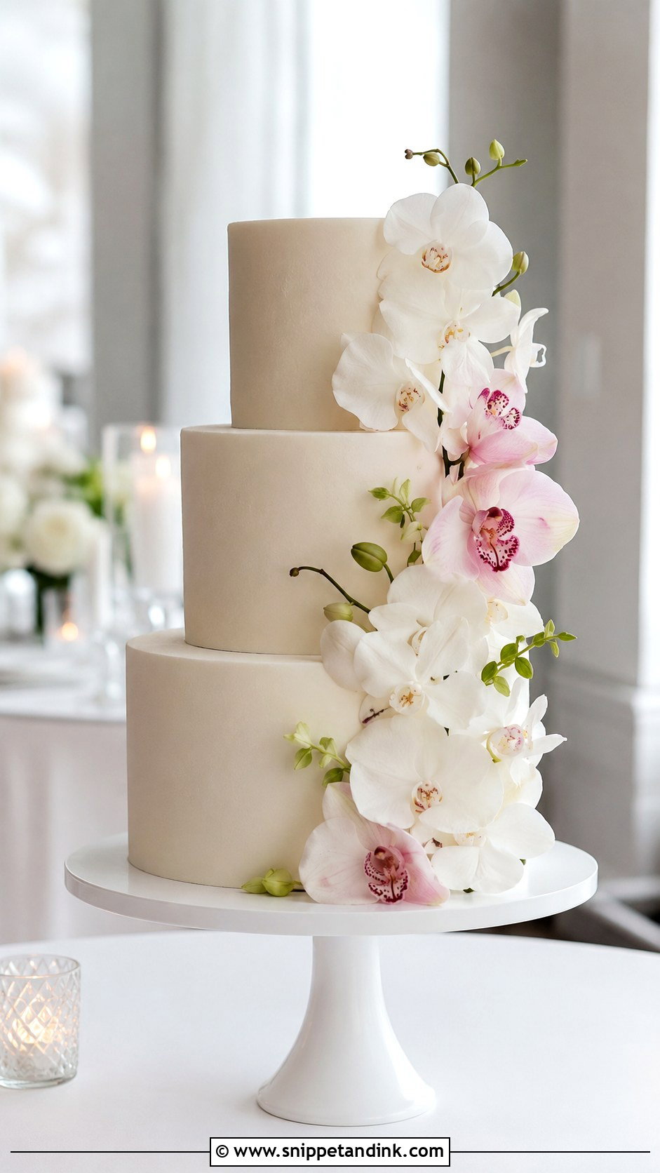 Orchid Floral Wedding Cake - Snippet and Ink - 20 Simple Floral Wedding Cake Ideas