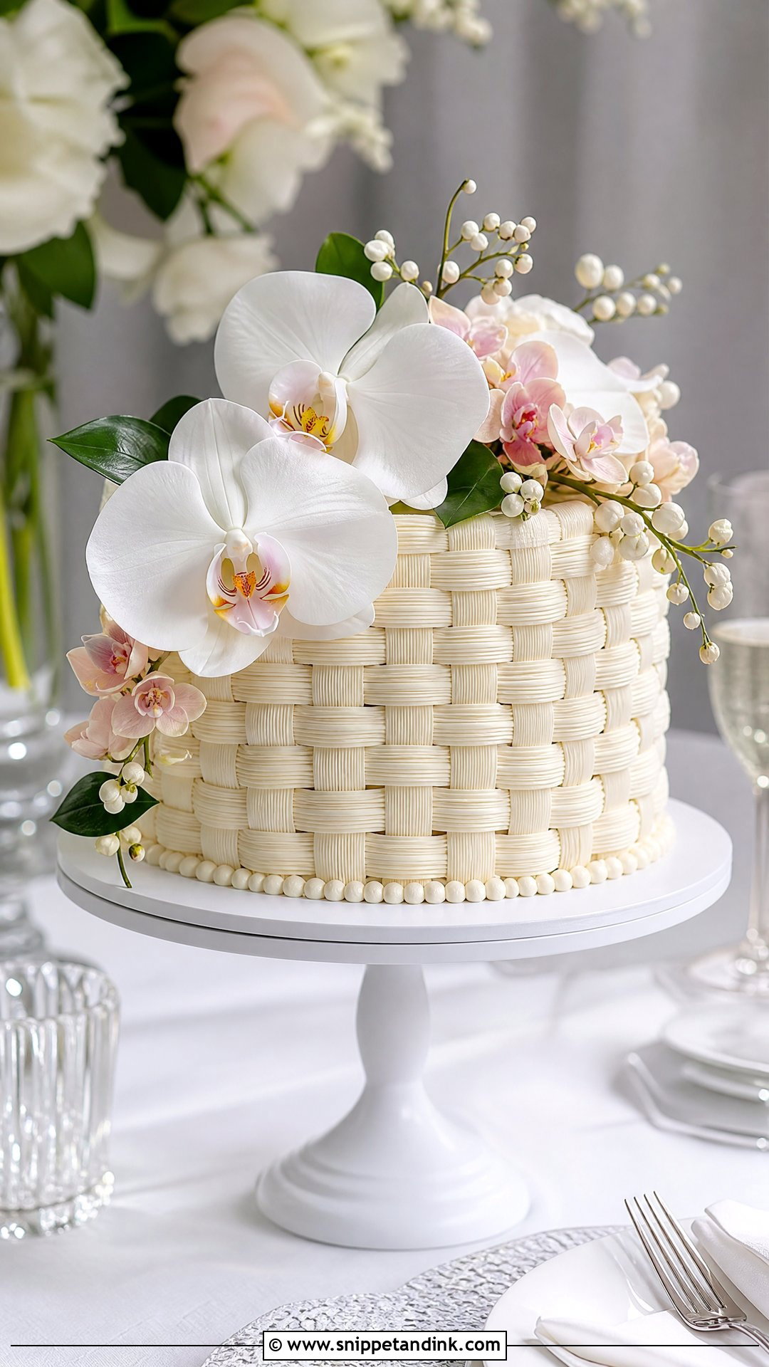 Orchid Flower Basket Wedding Cake - Snippet and Ink - 25 Flower Basket Cake Ideas for Wedding