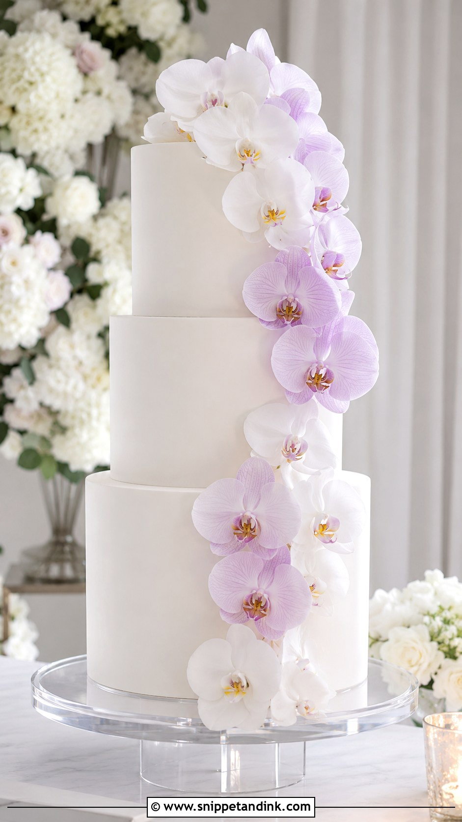Orchid Wedding Cake - Snippet and Ink - 20 Edible Flowers on Cake Ideas for Wedding
