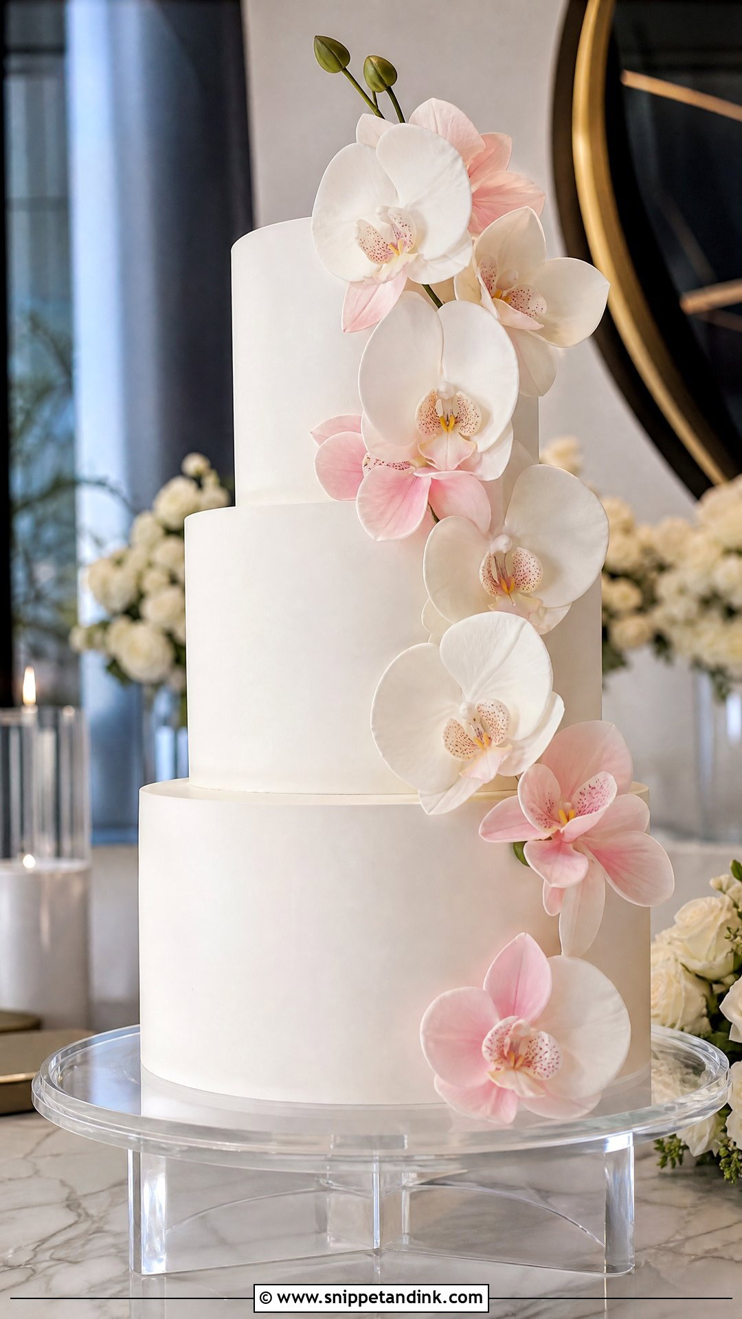 Orchid Wedding Cake - Snippet and Ink - 25 Flower Theme Cake Ideas for Wedding