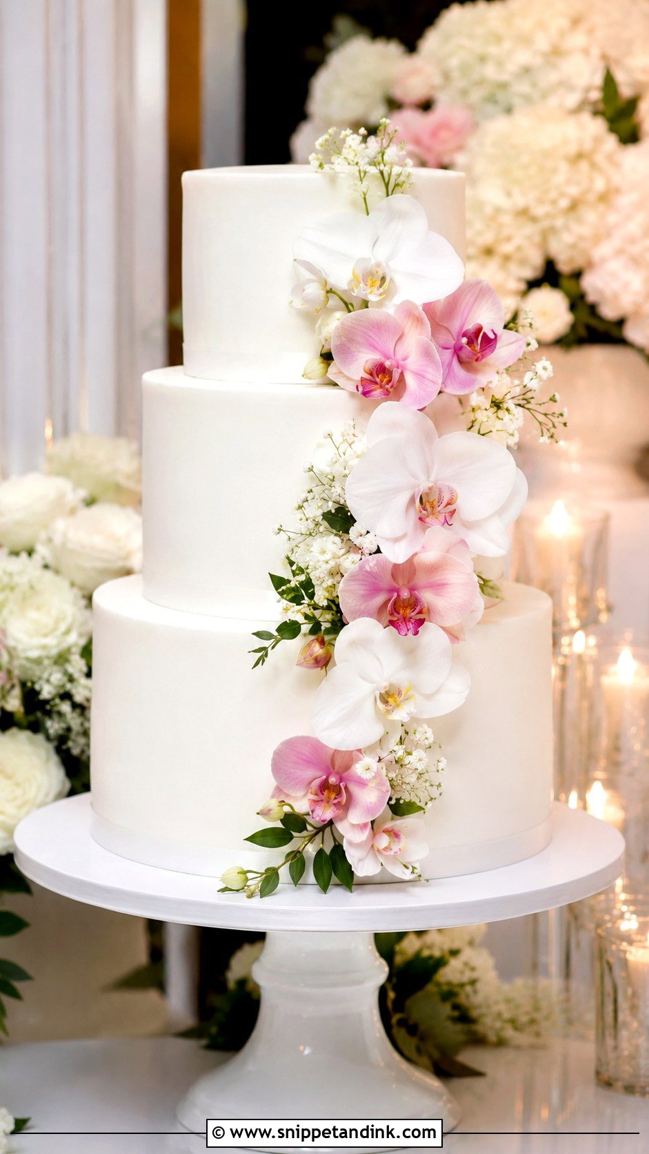 Orchid Wedding Cake With Fresh Flowers - Snippet and Ink - 20 Cakes with Real Flowers for Wedding