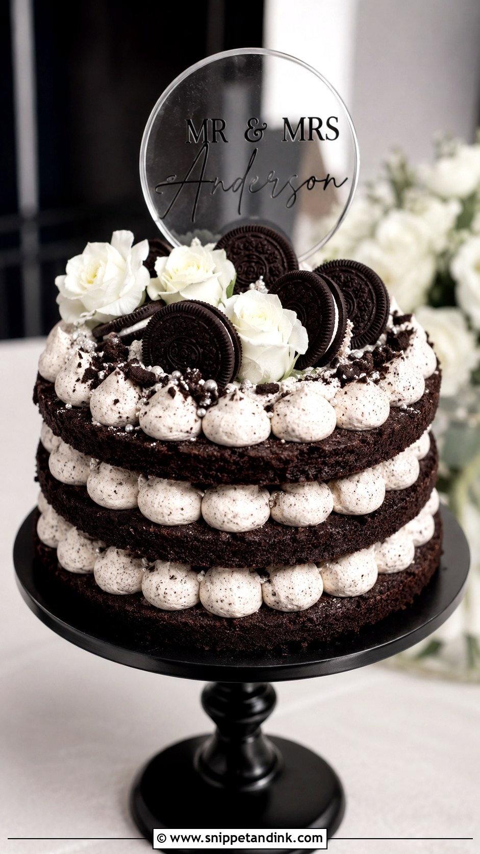 Oreo Wedding Layered Cookie Cake - Snippet and Ink - 30 Wedding Layered Cookie Cake Ideas