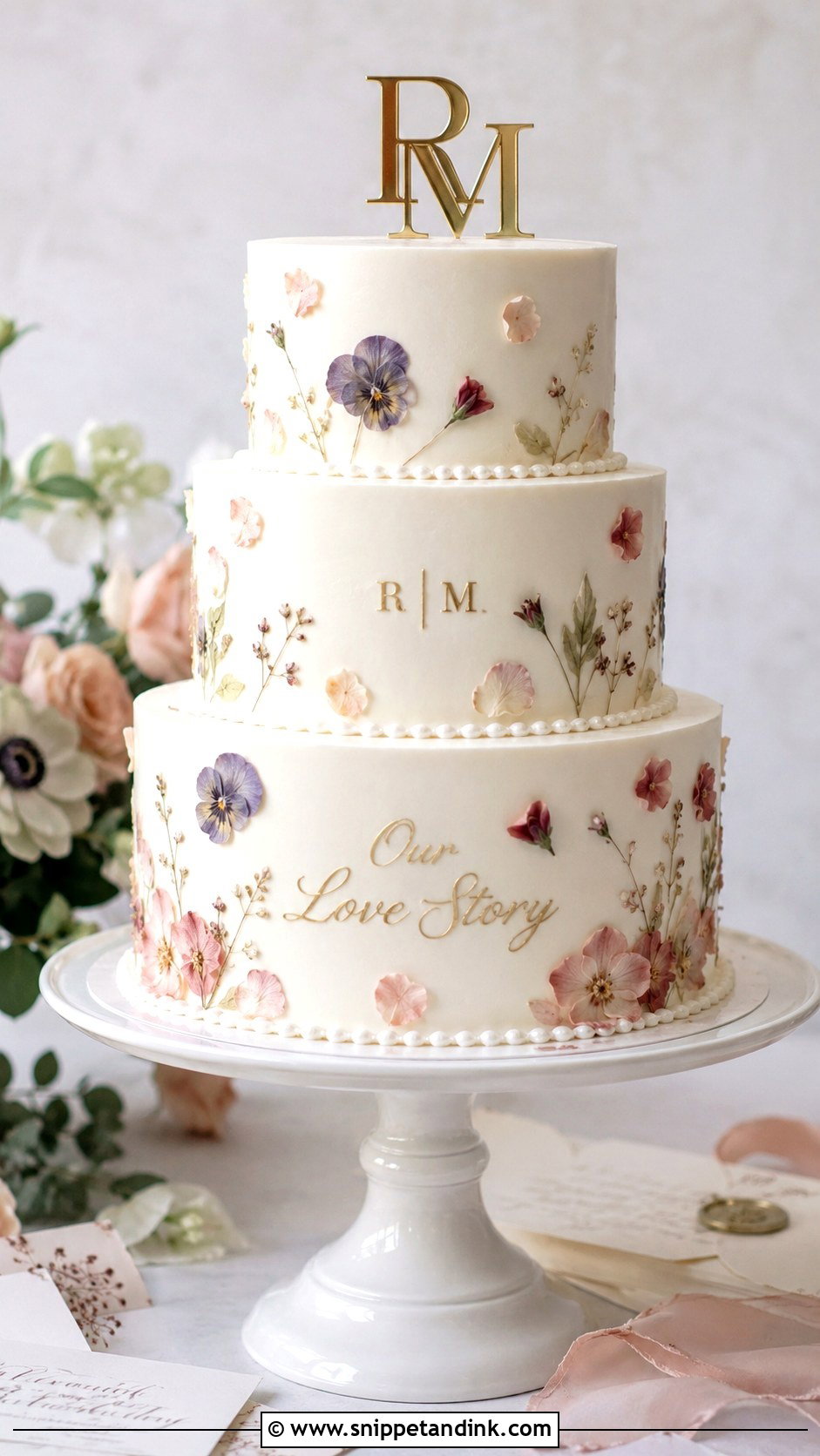 Our Love Story Wedding Cake - Snippet and Ink - 20 Quote Cake Ideas for Wedding