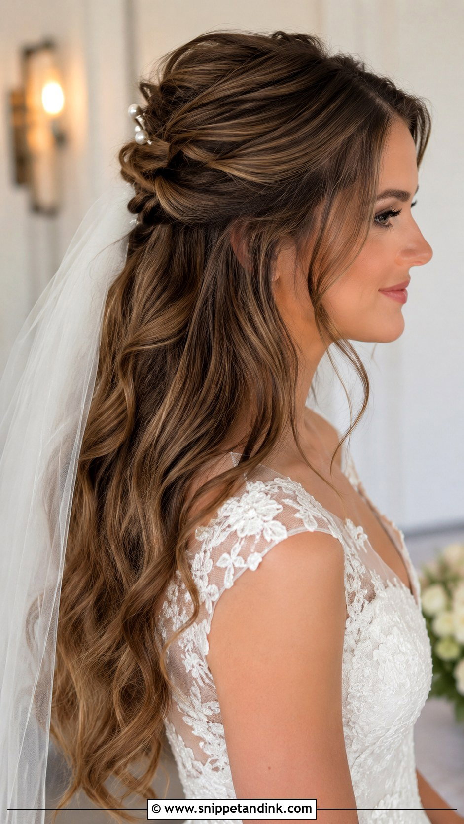 Oval Face Half Up Half Down Bridal Hair - Snippet and Ink - 15 Oval Face Bridal Hairstyles