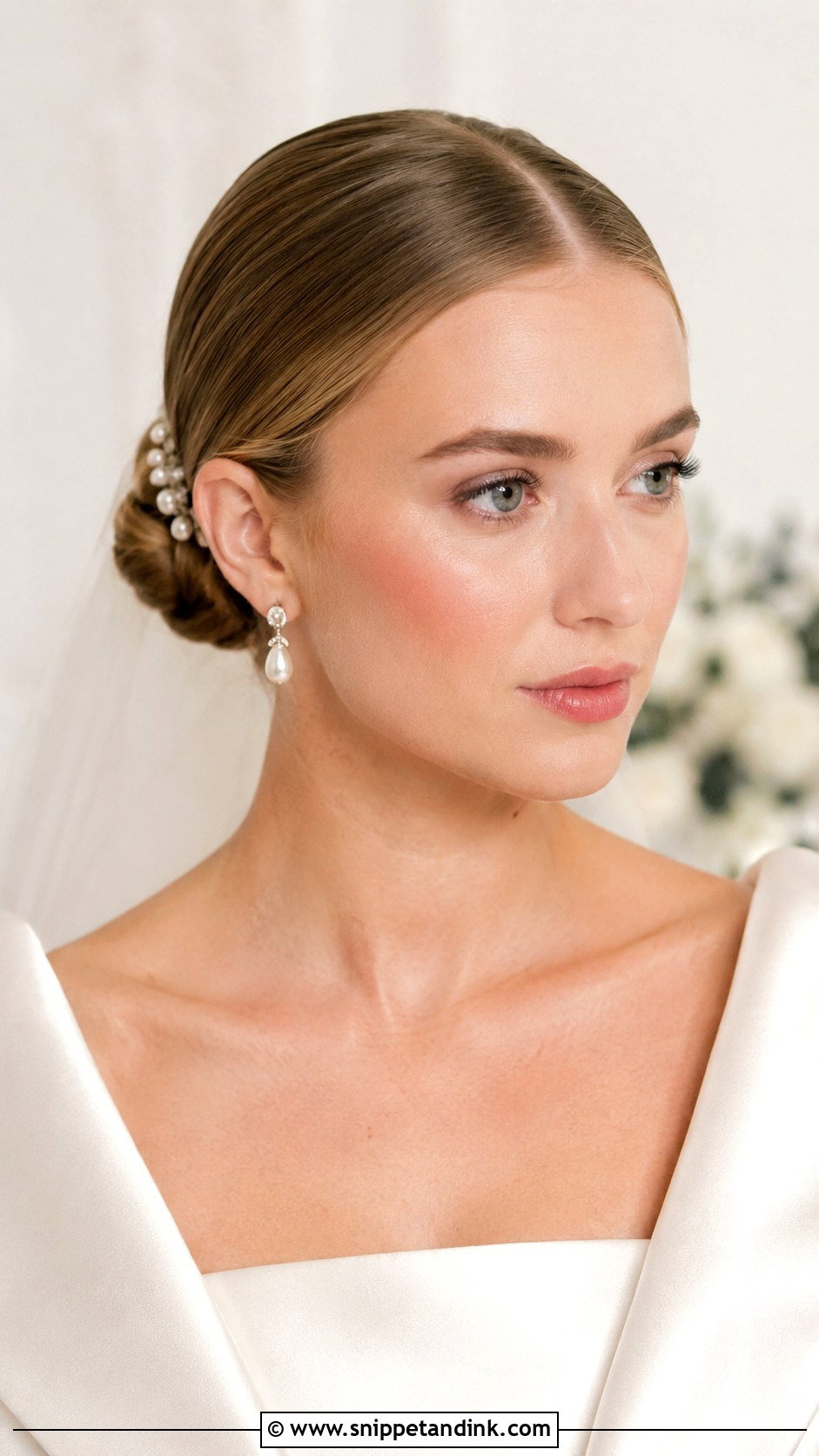 Oval Face Sleek Low Bun - Snippet and Ink - 15 Oval Face Bridal Hairstyles