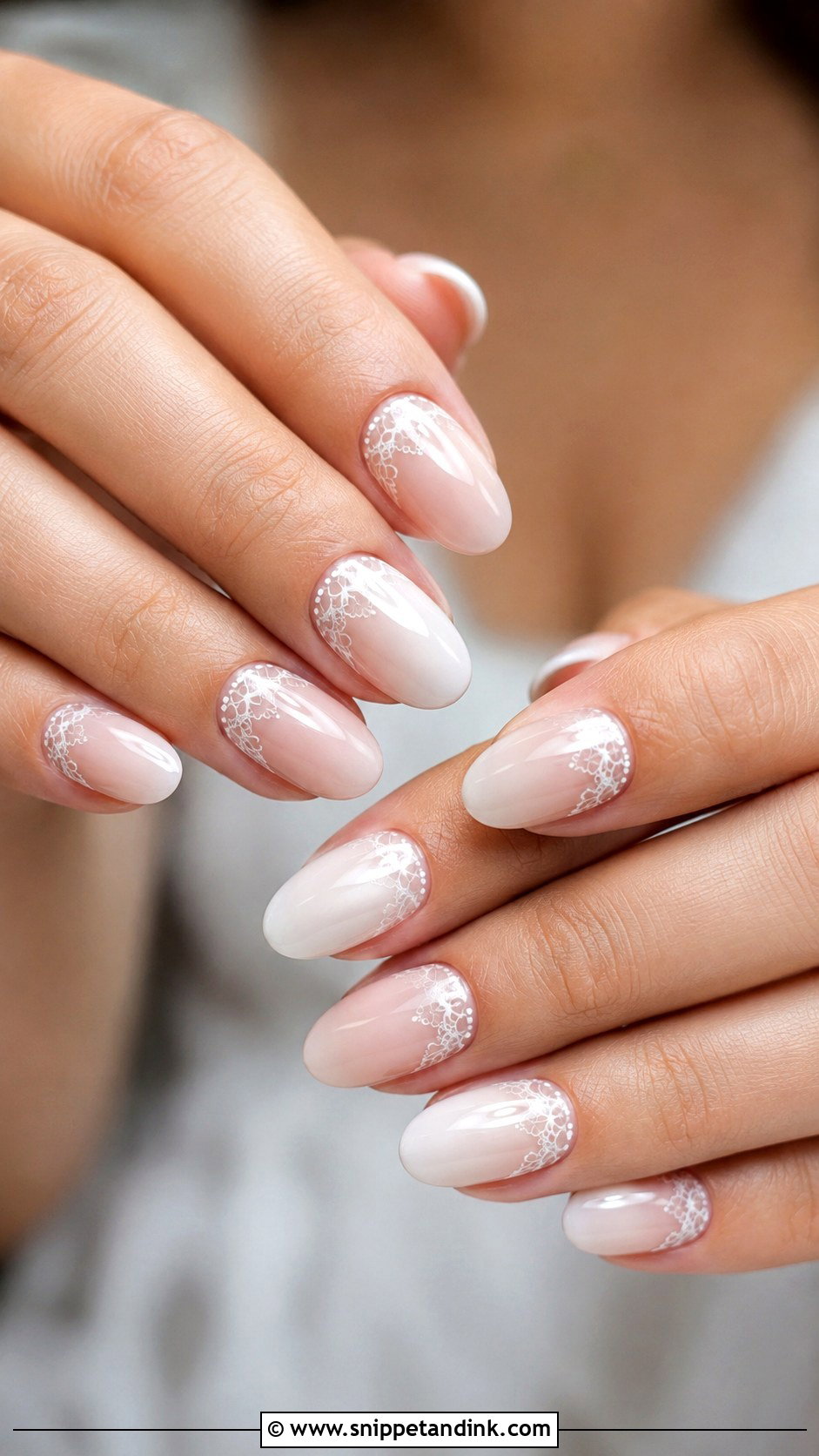Oval Lace Bridal Nails - Snippet and Ink - 20 Lace Bridal Nails