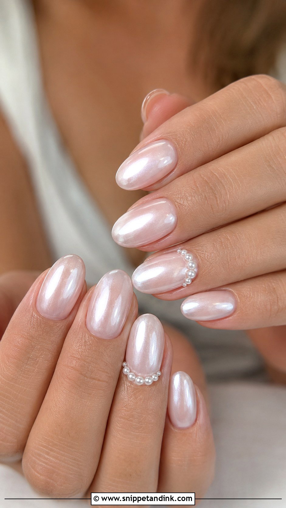 Oval Pearl Bridal Nails - Snippet and Ink - 20 Pearl Bridal Nails