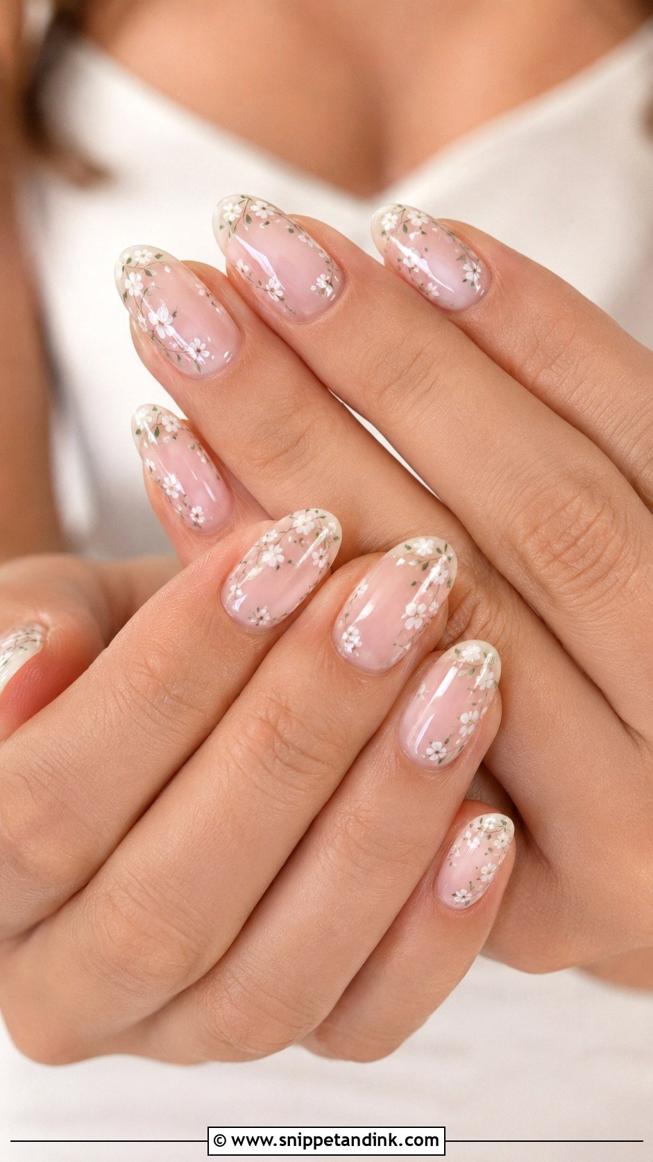Oval Wedding Nails With Flowers - Snippet and Ink - 20 Wedding Nails for Bride 2025