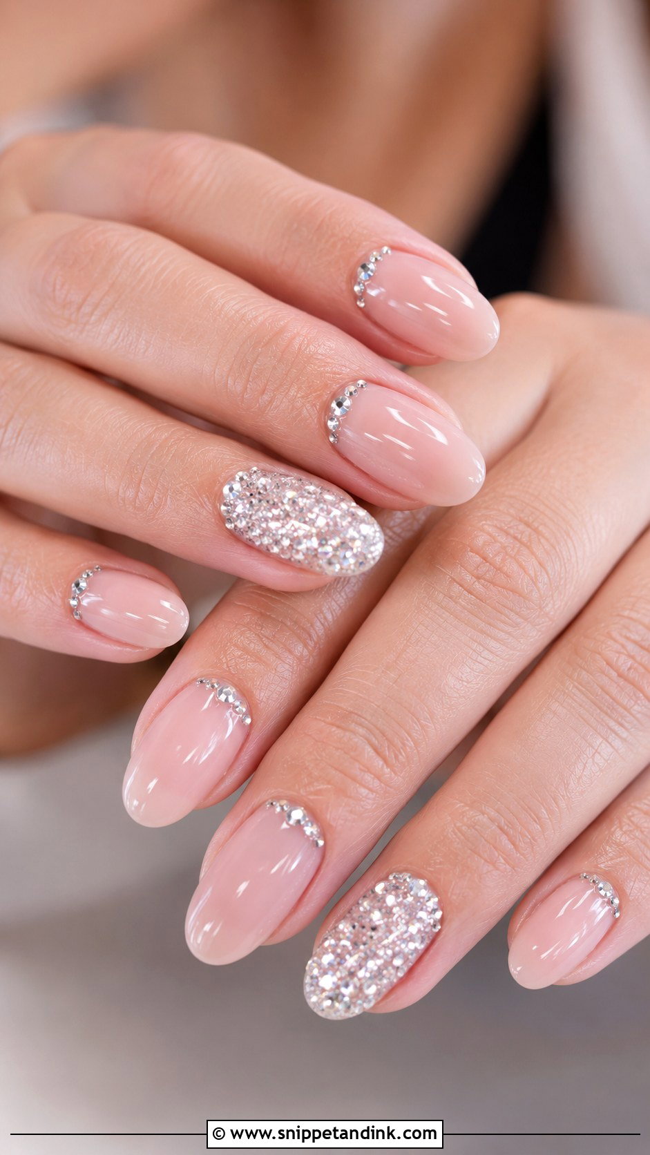 Oval Wedding Nails With Rhinestones - Snippet and Ink - 20 Oval Wedding Nails