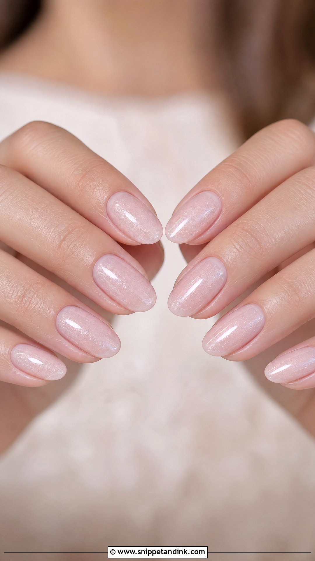 Oval Wedding Nails With Shimmer - Snippet and Ink - 25 Wedding Nails 2025