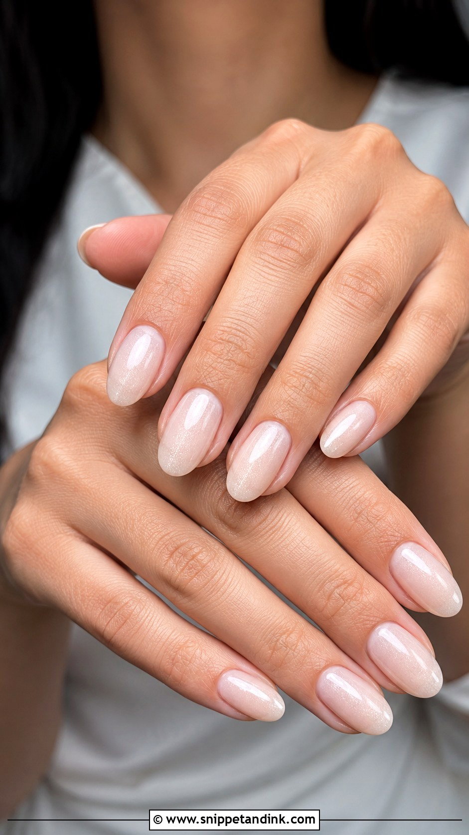 Oval Wedding Nails With Subtle Shimmer - Snippet and Ink - 30 Nail Art for Wedding Ideas