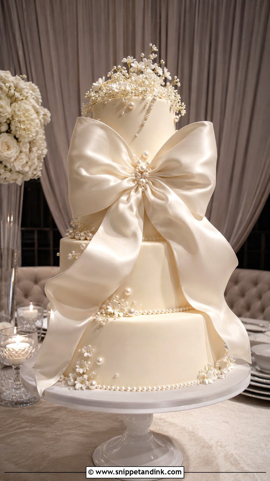 Oversized Bow Wedding Cake - Snippet and Ink - 20 Dramatic Wedding Cake Ideas