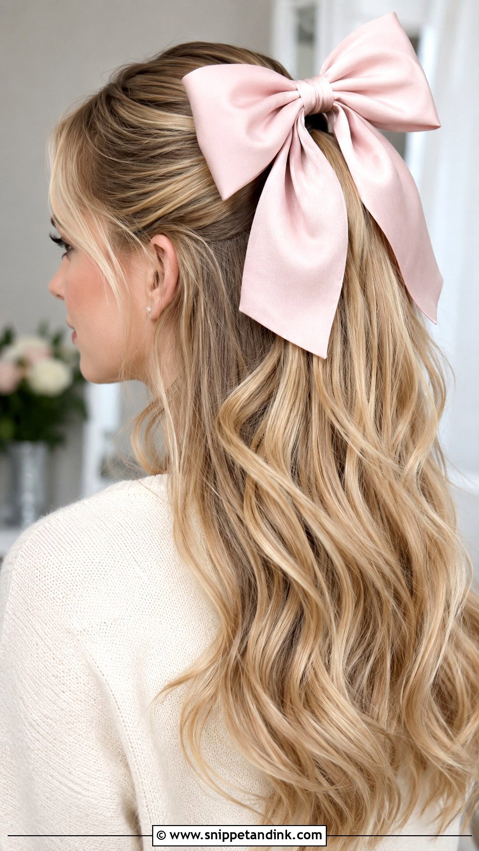 Oversized Pink Hair Bow - Snippet and Ink - 15 Valentines Hair Accessories