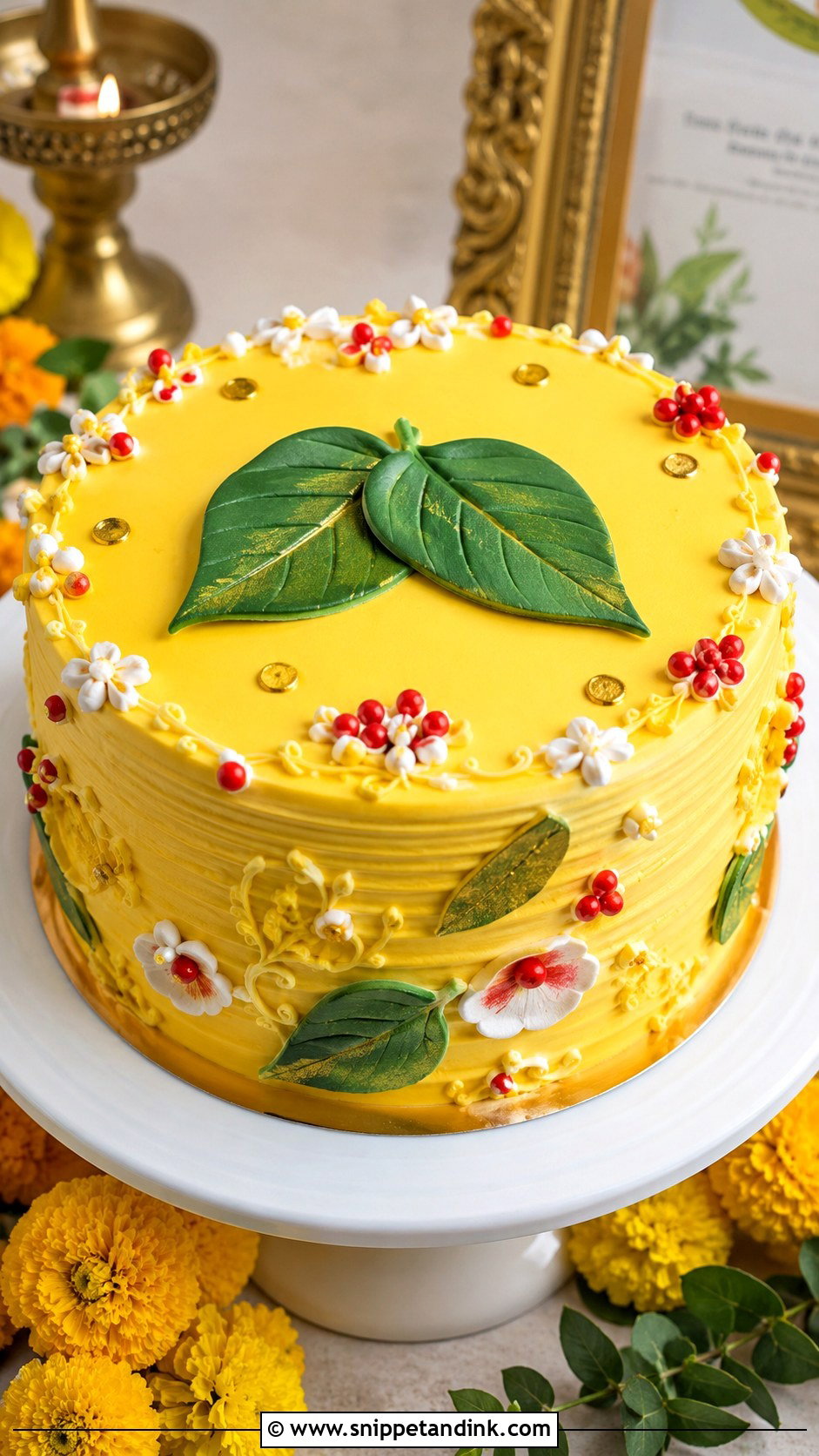 Paan Leaf Gaye Holud Cake - Snippet and Ink - 20 Gaye Holud Cake Design Ideas