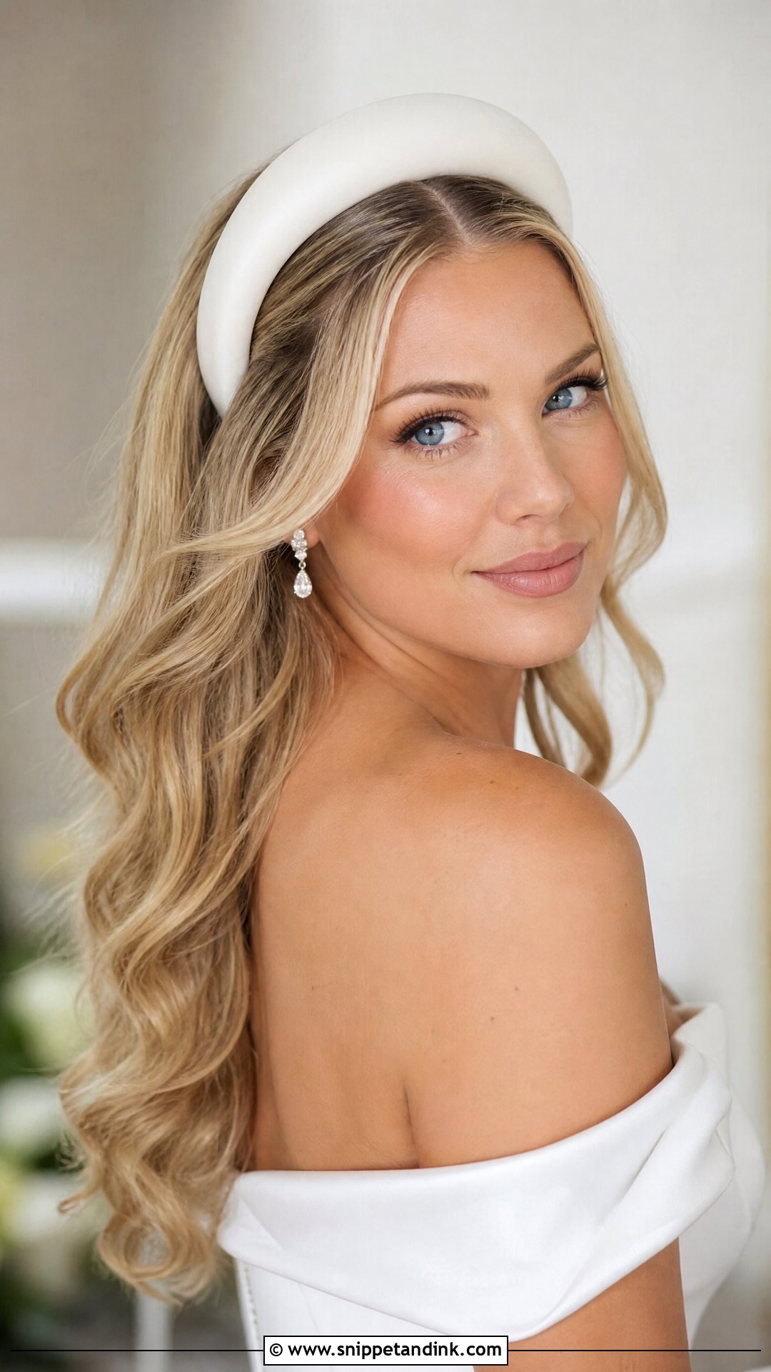 Padded Bridal Hair Band With Soft Curls - Snippet and Ink - 15 Bridal Hair Bands