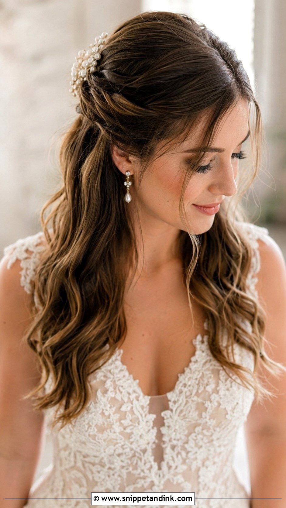 Padme Wedding Half Up Curls - Snippet and Ink - 15 Padme Wedding Hair Ideas