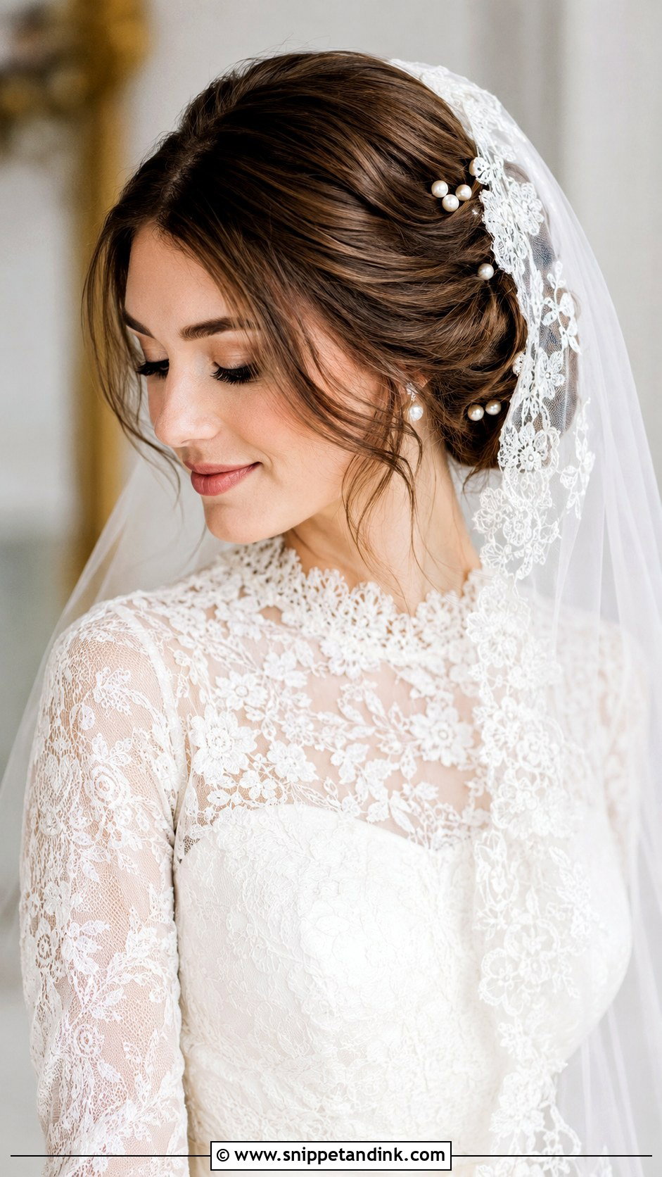 Padme Wedding Lace Veil Updo - Snippet and Ink - 15 Padme Wedding Hair Ideas