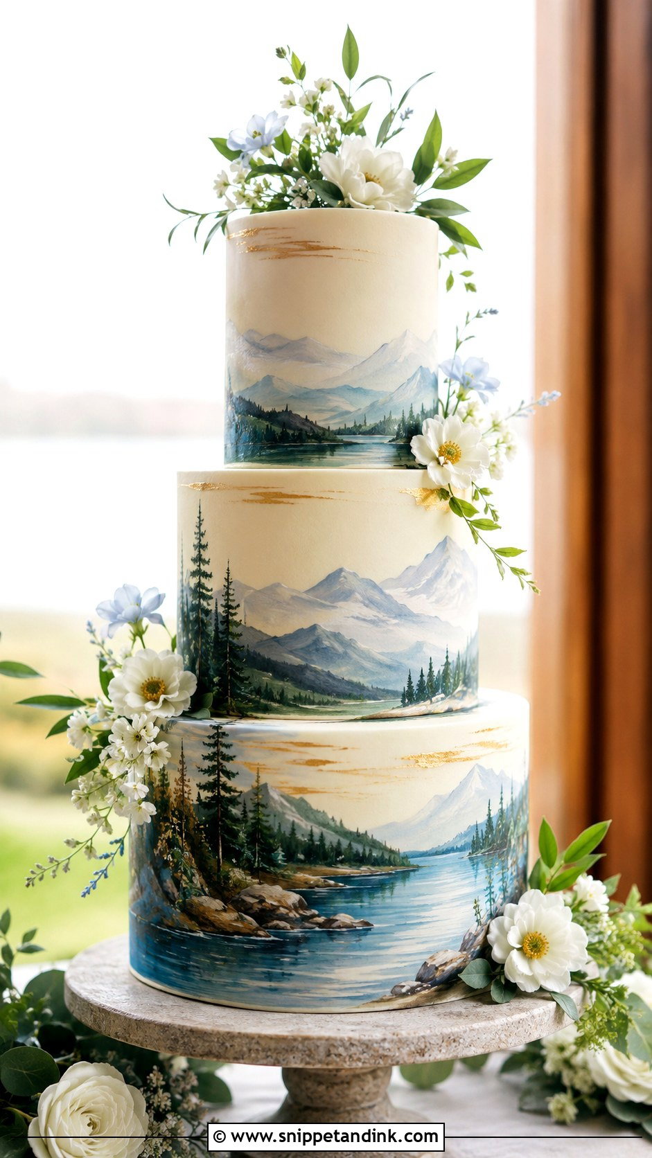 Painted Landscape Wedding Cake - Snippet and Ink - 30 Novelty Wedding Cakes