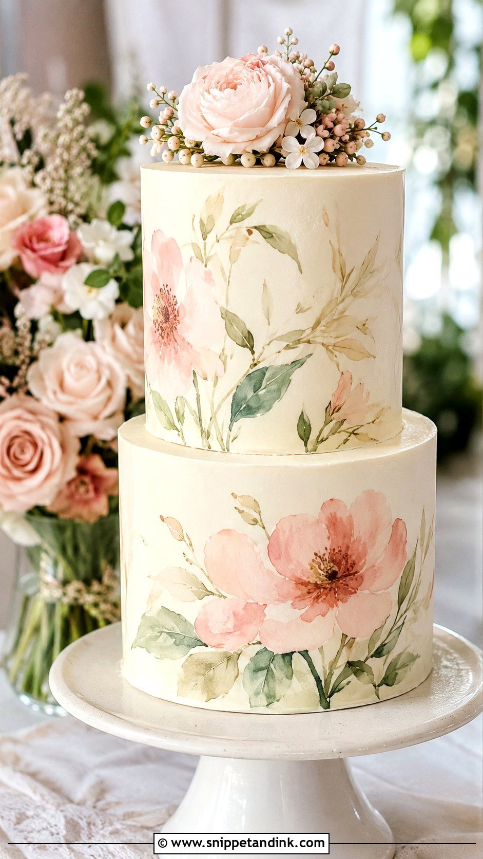 Painted Wedding Cake - Snippet and Ink - 20 Side Cake Designs for Wedding