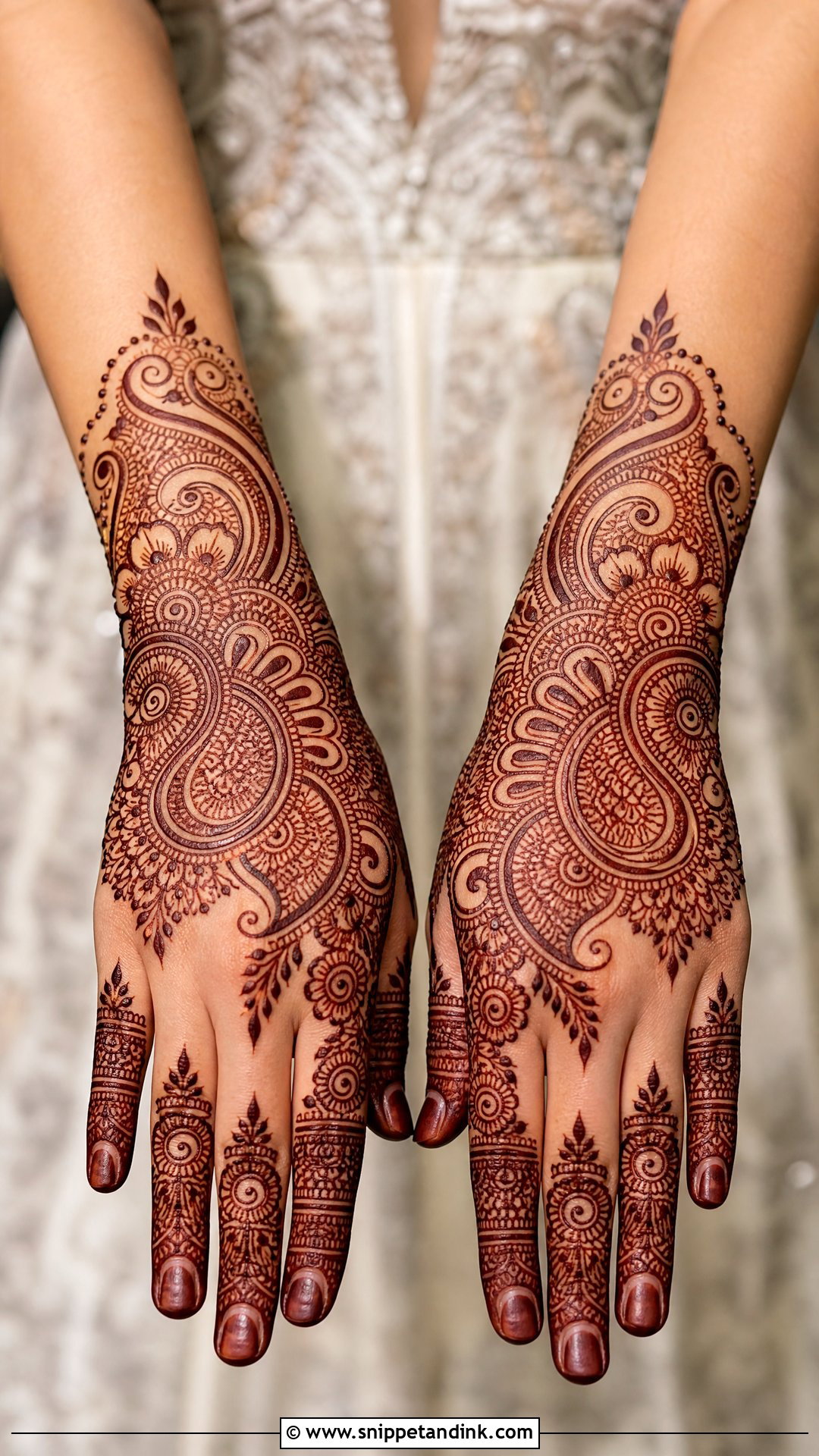 Paisley Back Bridal Mehndi Design - Snippet and Ink - 25 Back Bridal Mehndi Designs