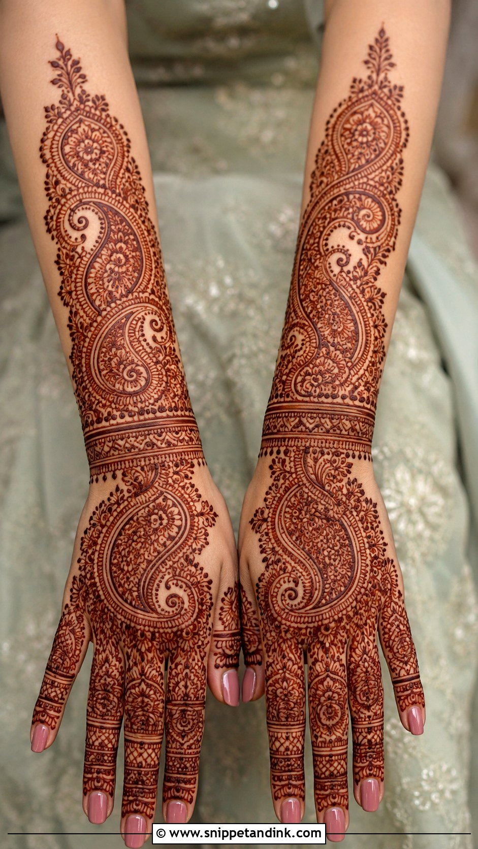 Paisley Back Hand Bridal Mehndi Design - Snippet and Ink - 30 Back Hand Bridal Mehndi Designs