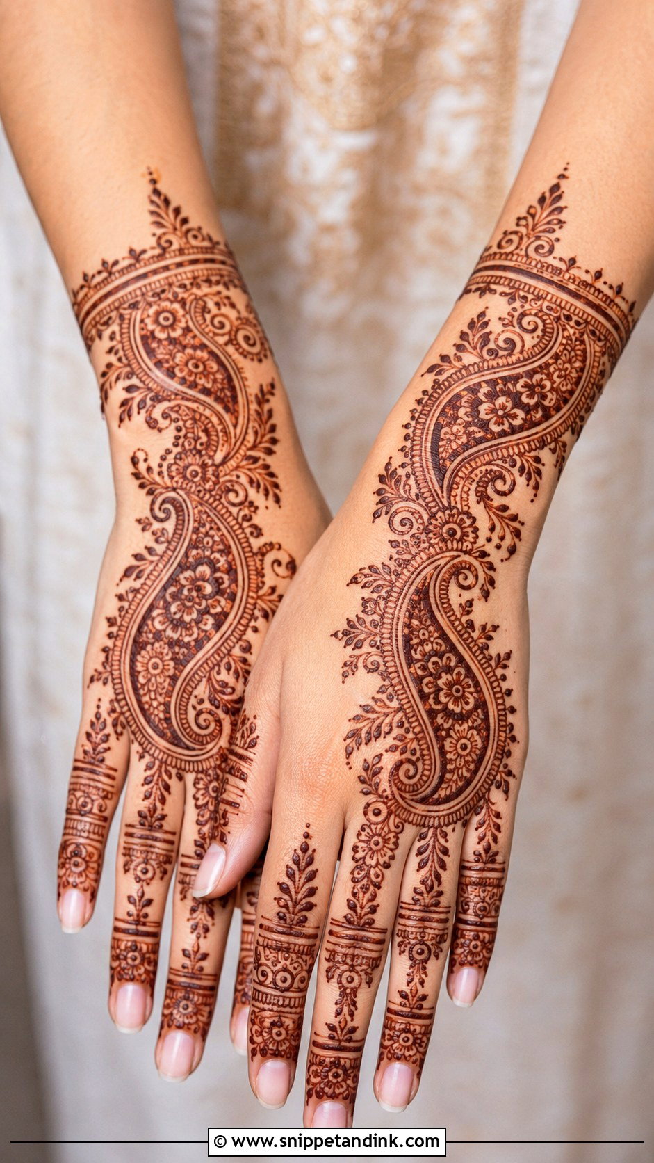 Paisley Back Hand Mehndi Design - Snippet and Ink - 35 Back Hand Mehndi Designs