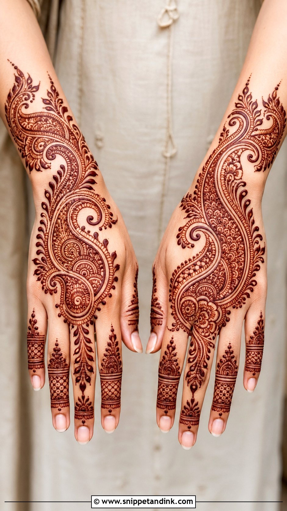 Paisley Back Hand Mehndi Design - Snippet and Ink - 30 Aesthetic Back Hand Mehndi Designs