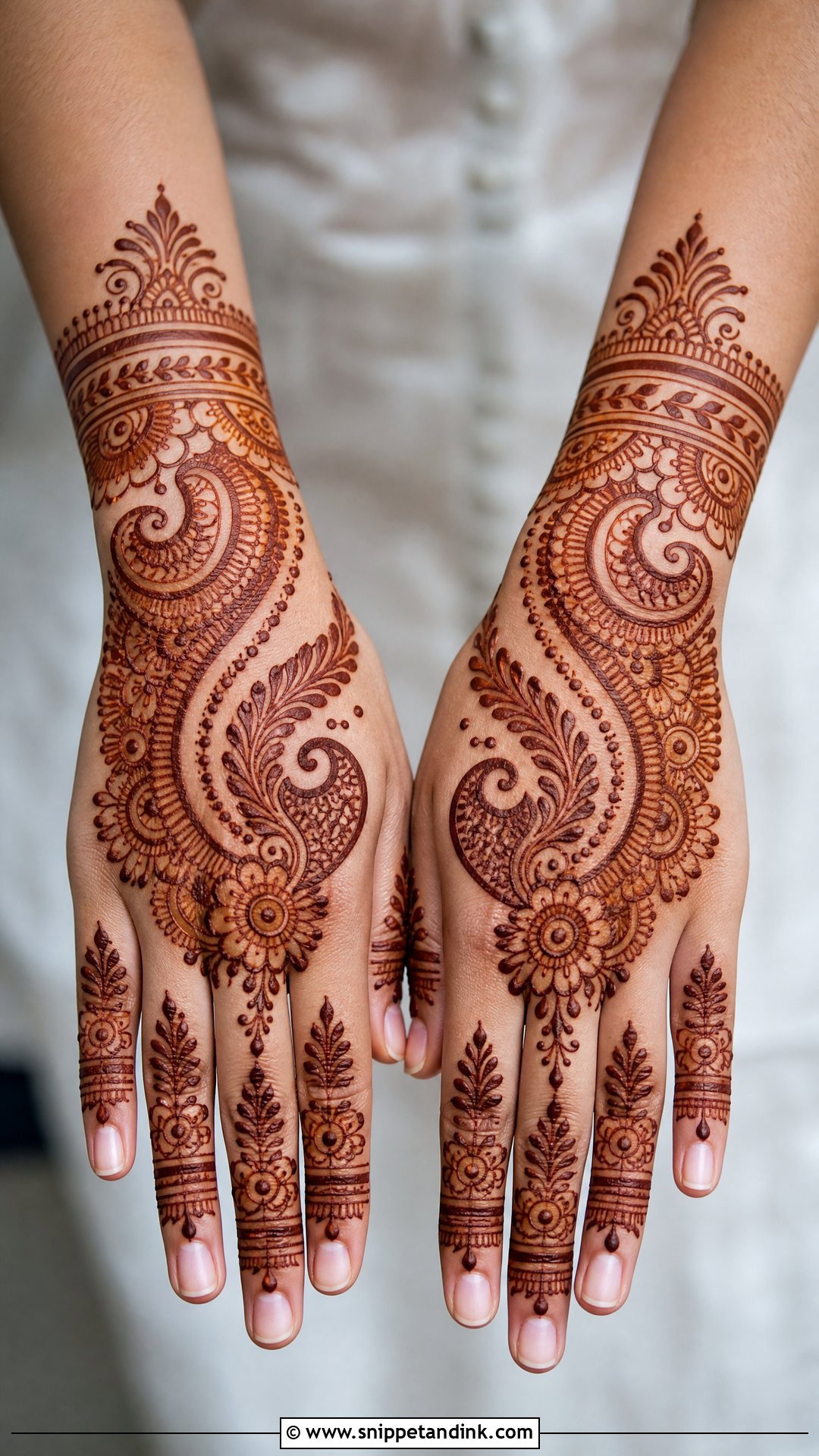 Paisley Bridal Back Full Hand Mehndi Design - Snippet and Ink - 25 New Bridal Back Full Hand Mehndi Designs