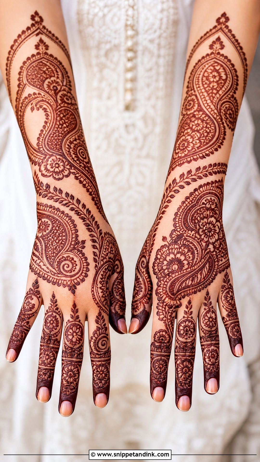 Paisley Bridal Back Full Hand Mehndi Design - Snippet and Ink - 20 Bridal Back Full Hand Mehndi Designs