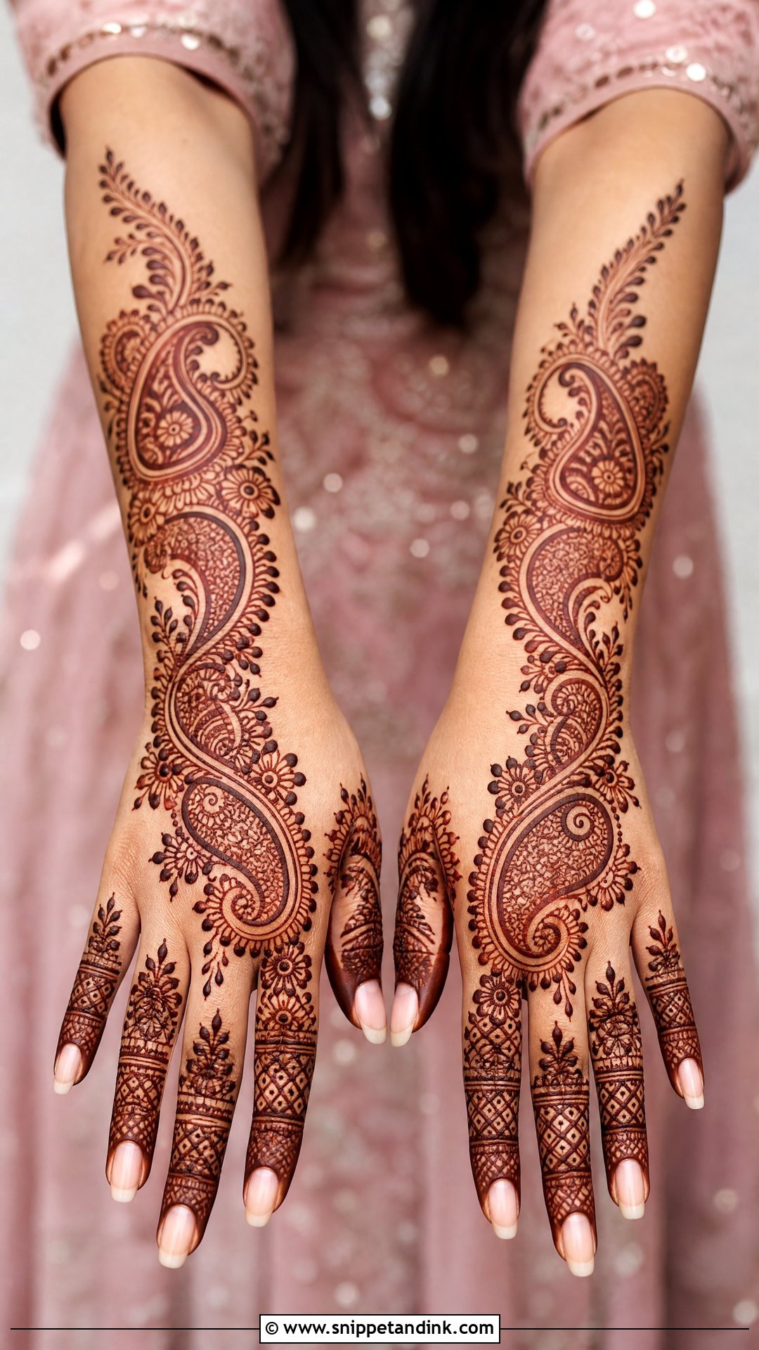 Paisley Bridal Back Hand Mehndi Design - Snippet and Ink - 20 Latest Bridal Back Side Mehndi Design Ideas