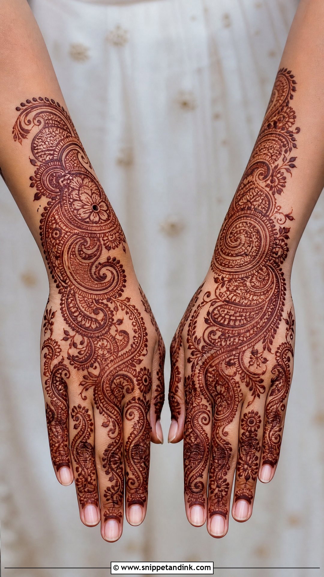 Paisley Bridal Back Hand Mehndi Design - Snippet and Ink - 30 Bridal Back Hand Mehndi Design Ideas