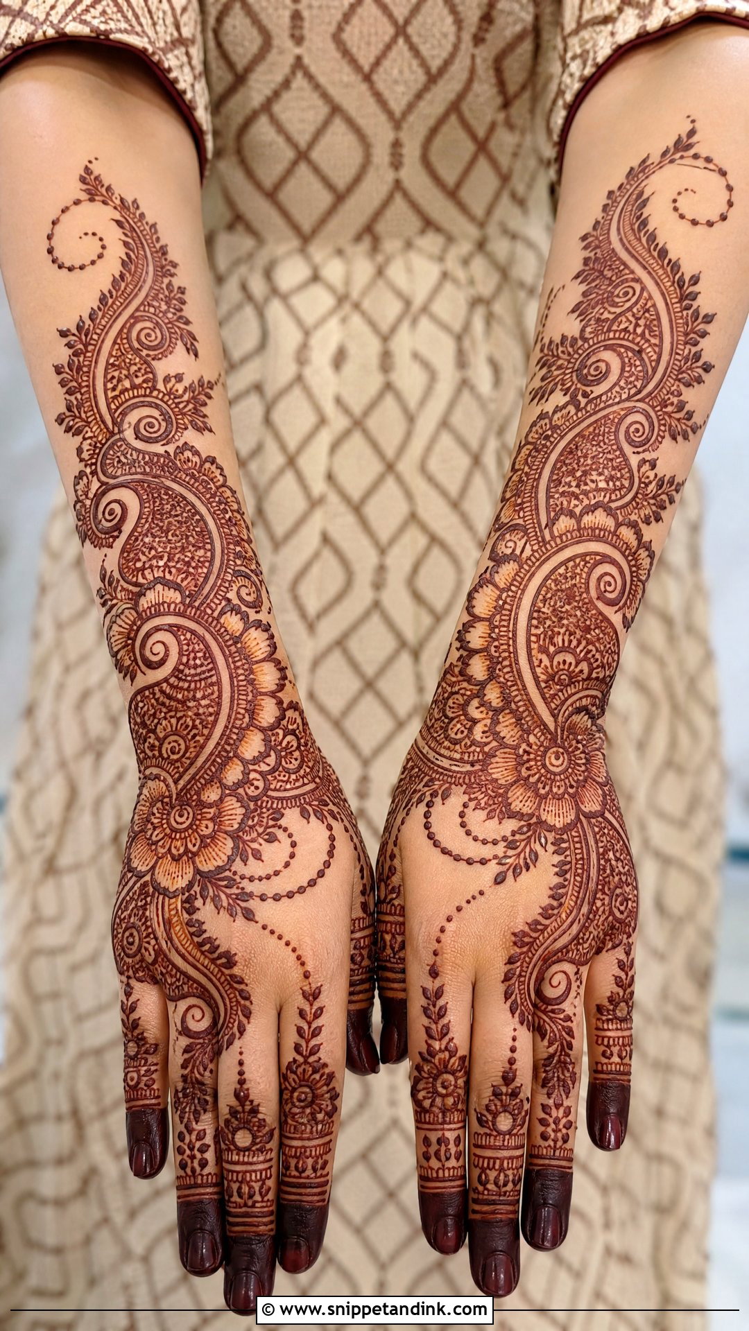 Paisley Bridal Back Hand Mehndi Design - Snippet and Ink - 20 Bride Back Hand Mehndi Designs
