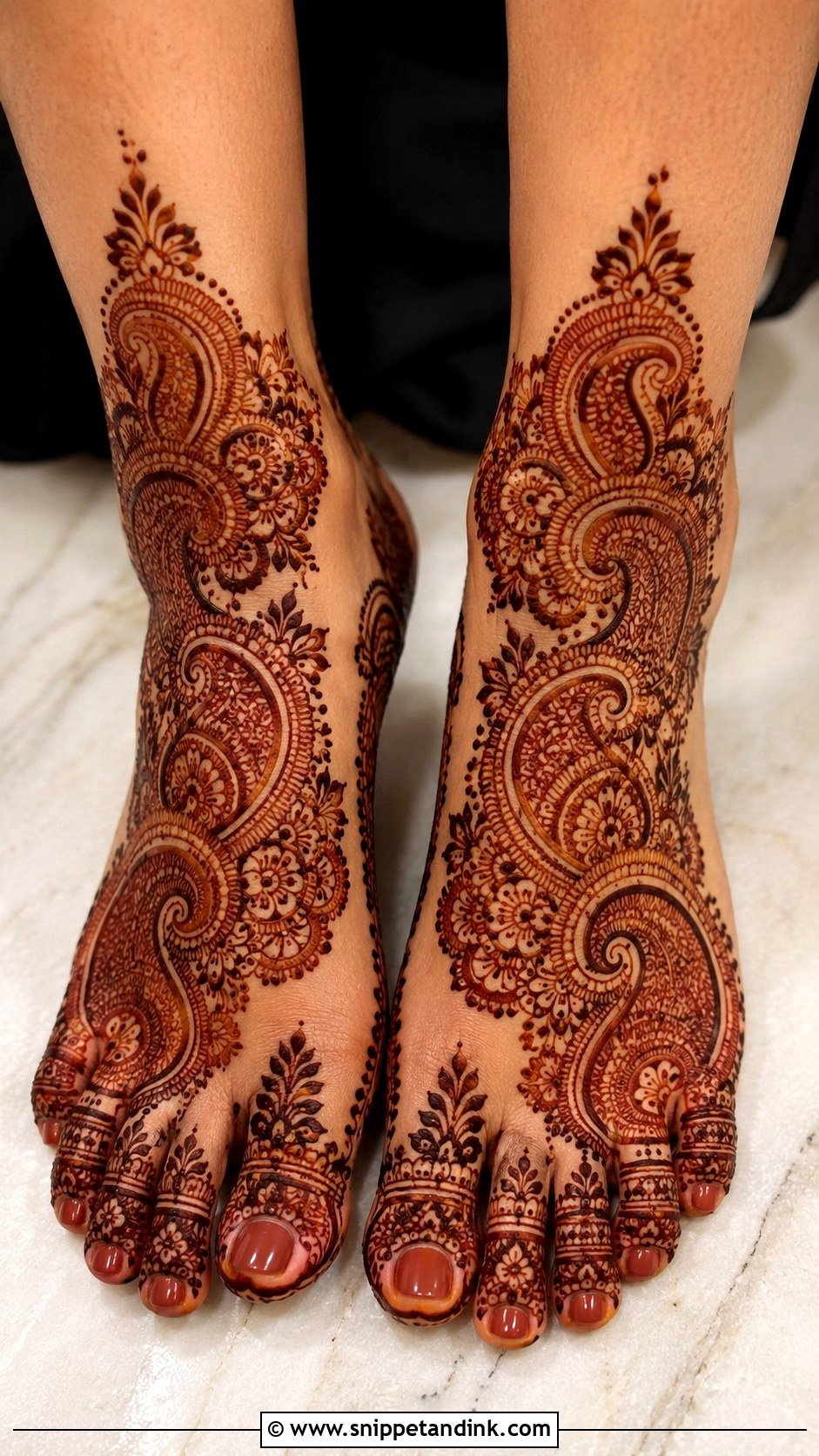 Paisley Bridal Foot Mehndi Design - Snippet and Ink - 30 Bridal Mehndi Designs for Foot