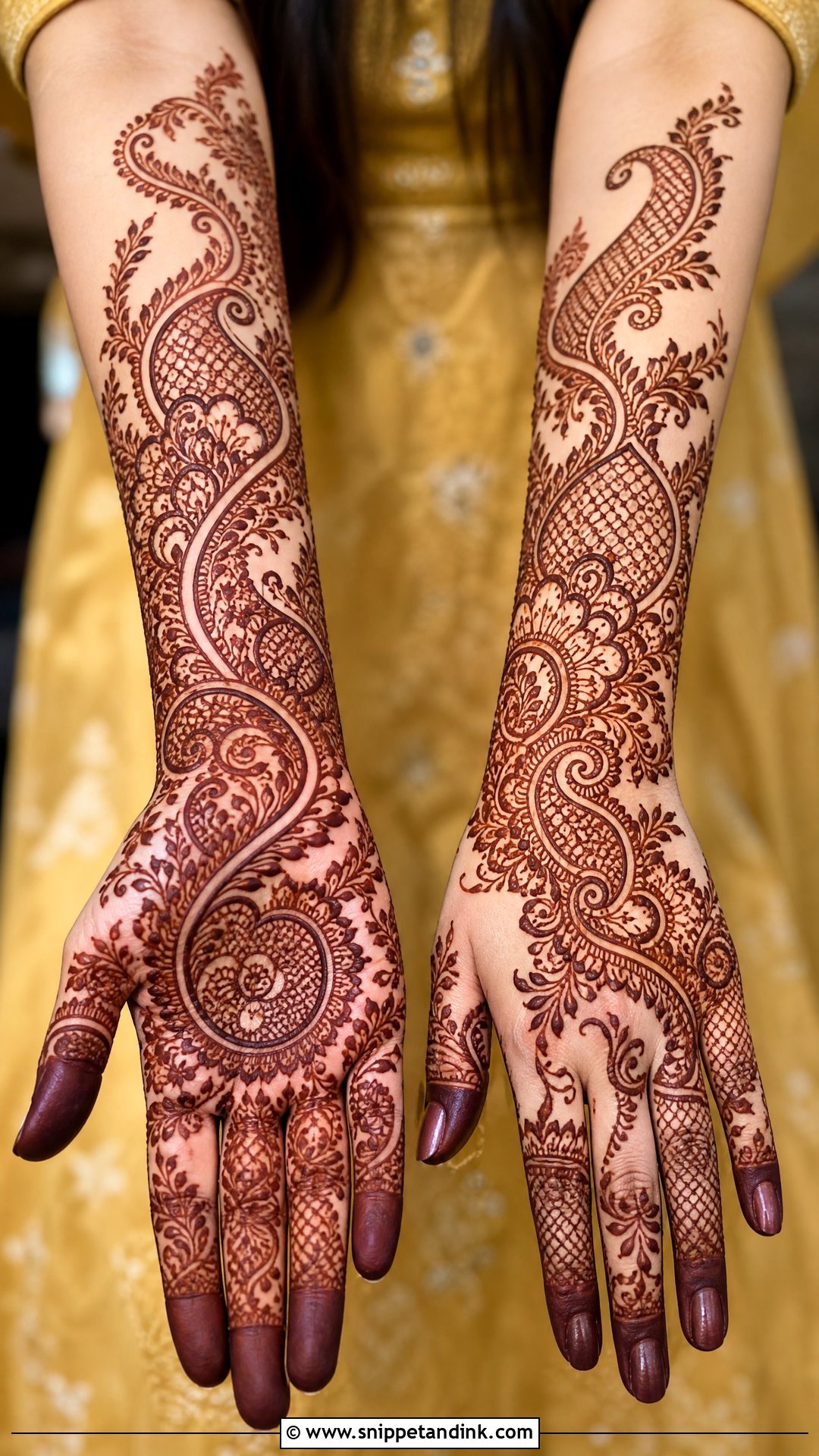 Paisley Bridal Mehndi Front And Back - Snippet and Ink - 20 Bridal Mehndi Designs Front and Back