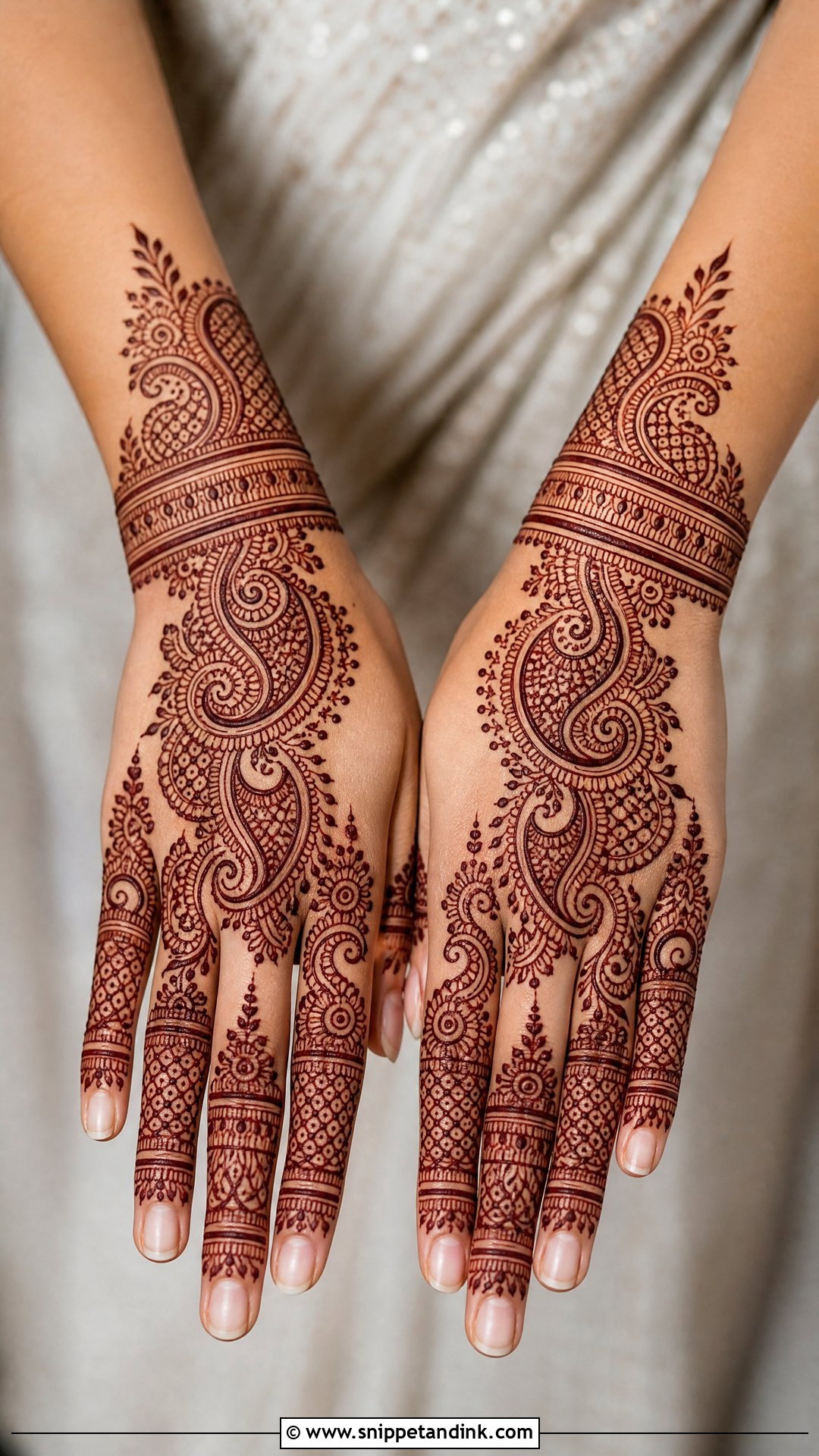 Paisley Dulhan Back Hand Mehndi Design - Snippet and Ink - 25 Dulhan Back Hand Mehndi Designs