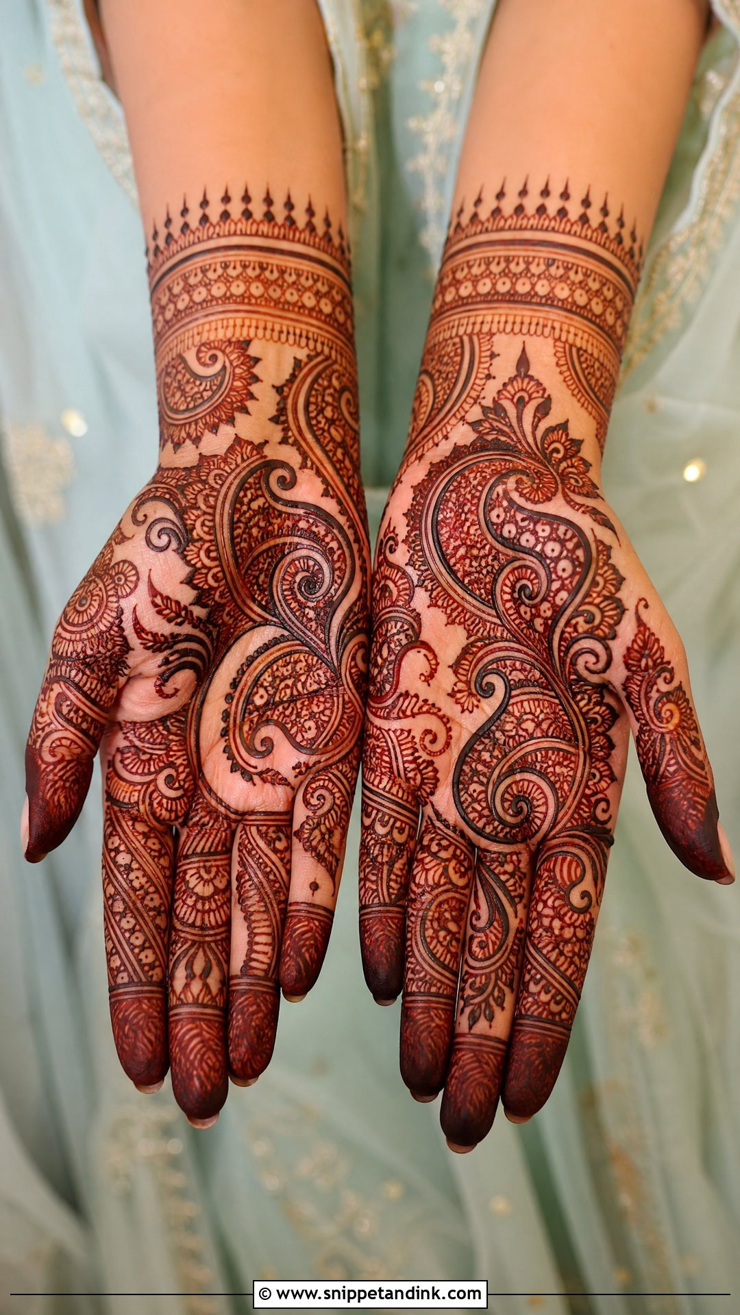 Paisley Engagement Mehndi Design - Snippet and Ink - 20 Engagement Bride Mehndi Designs