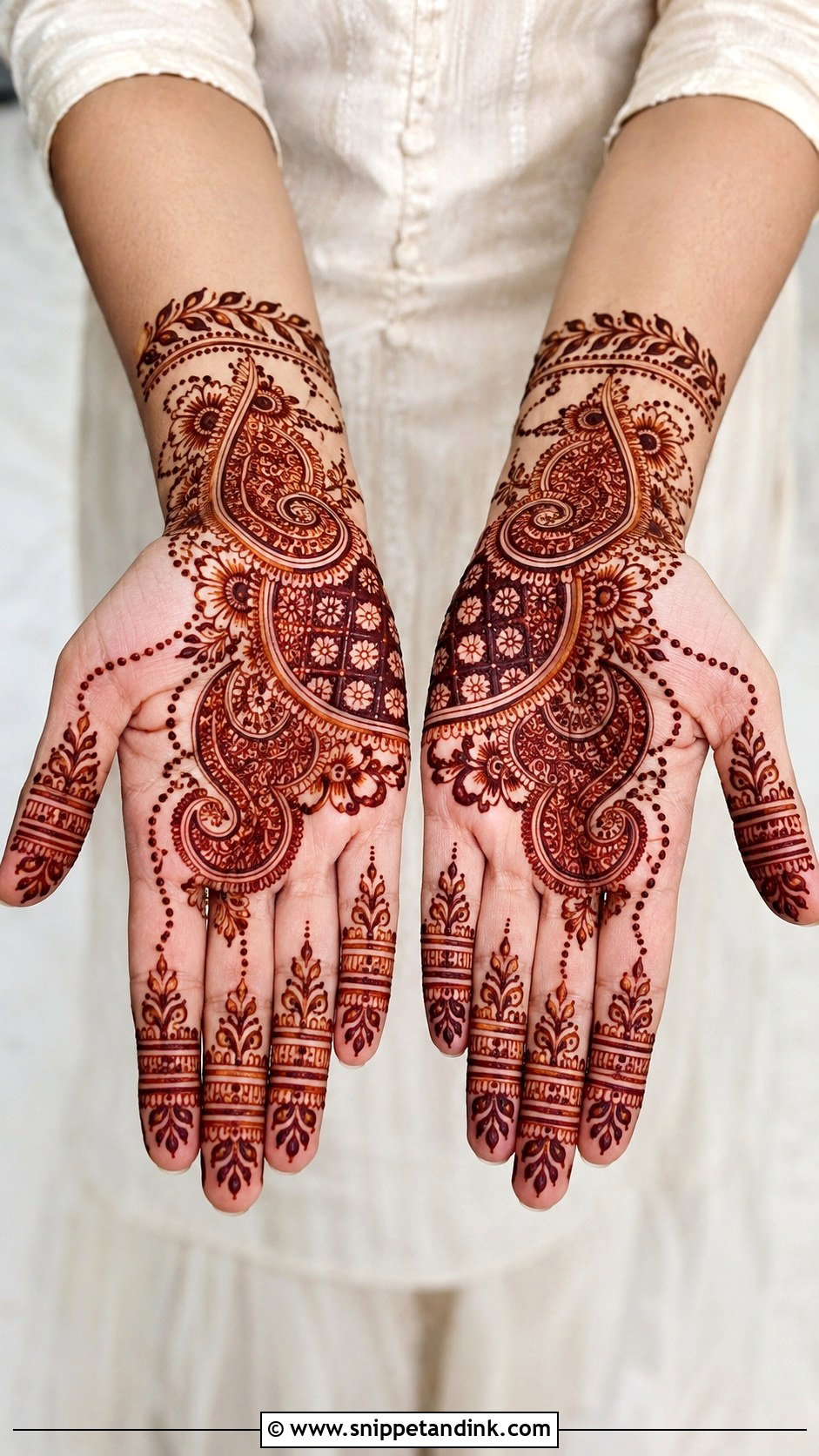 Paisley Front Hand Mehndi Design - Snippet and Ink - 35 Front Hand Mehndi Design Ideas