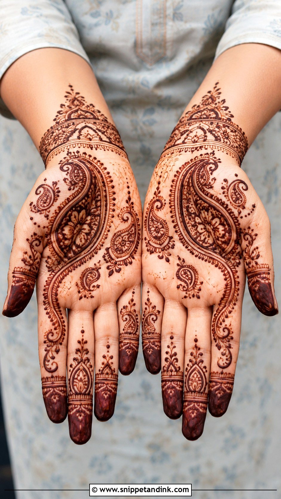 Paisley Mehndi Design Front Hand - Snippet and Ink - 35 Trendy Mehndi Designs