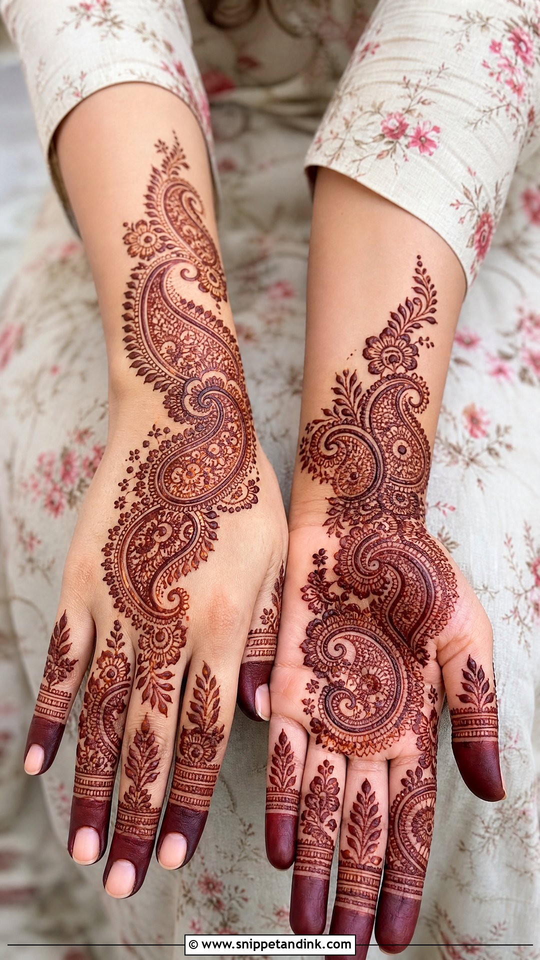Paisley Nikkah Mehndi Design - Snippet and Ink - 30 Nikkah Mehndi Designs