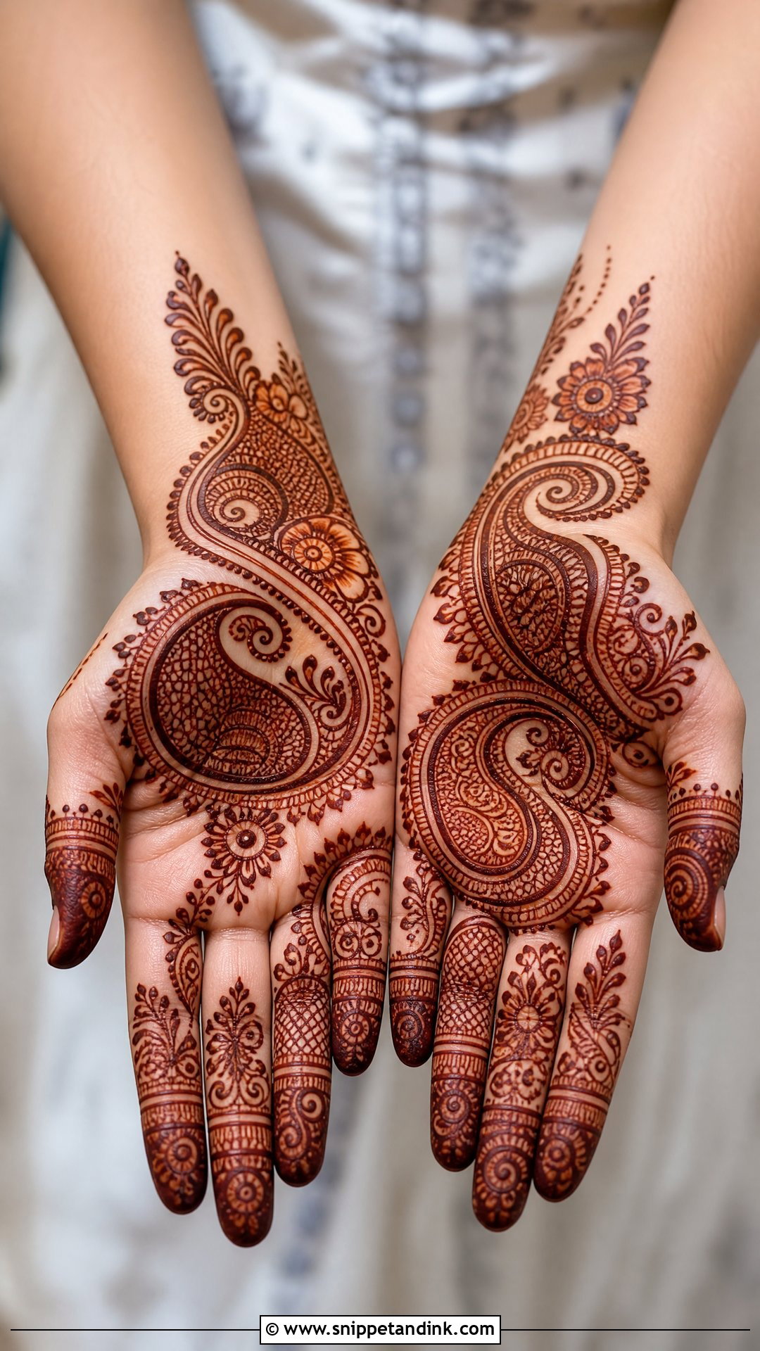 Paisley Palm Mehndi Design - Snippet and Ink - 30 Unique Palms Mehndi Designs