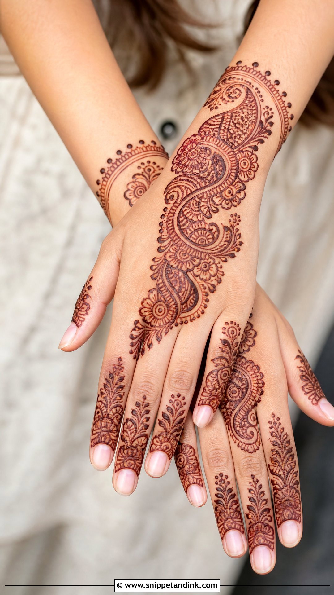 Paisley Upper Hand Mehndi Design - Snippet and Ink - 25 Upper Hand Mehndi Designs