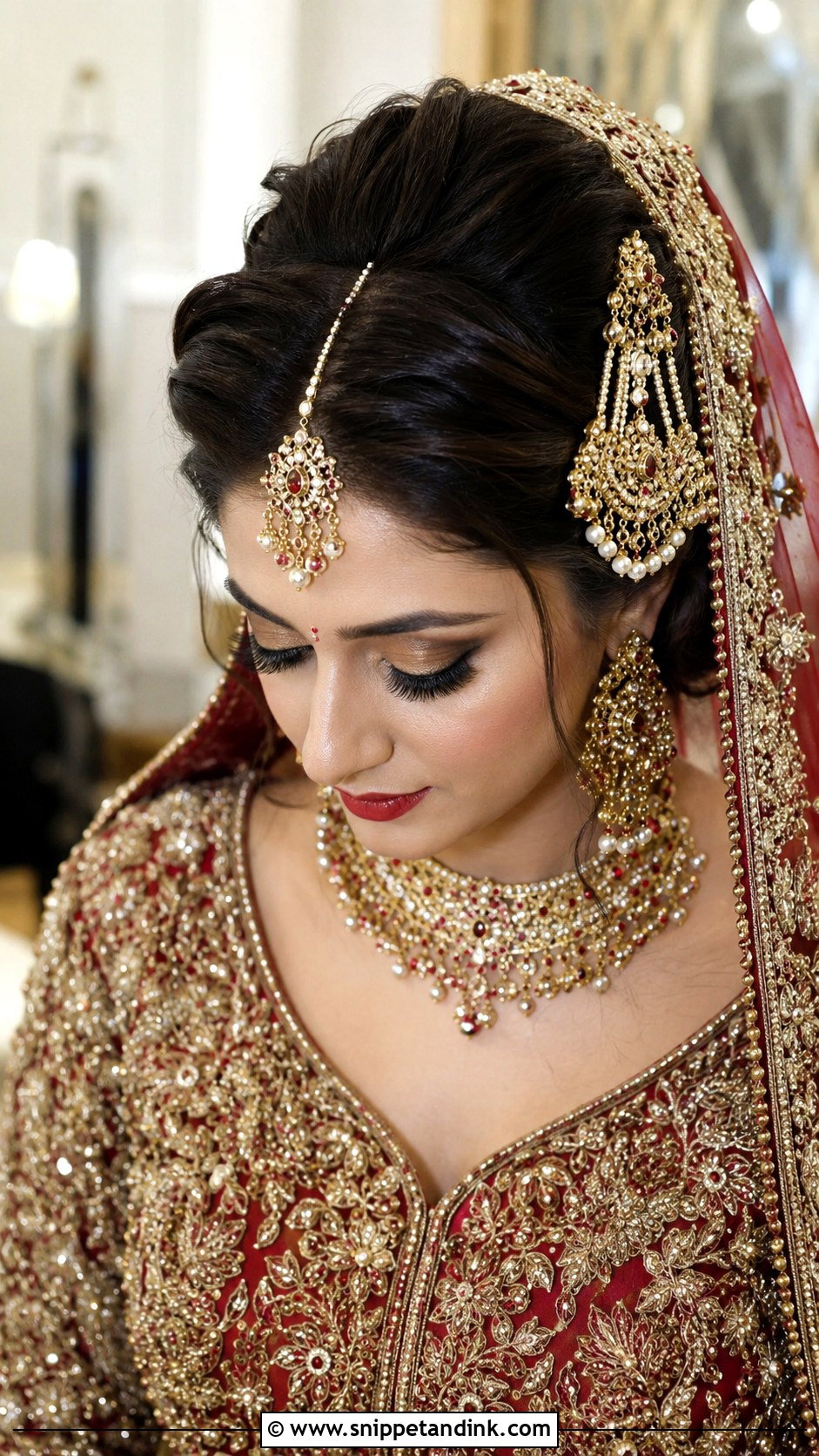 Pakistani Barat Bun - Snippet and Ink - 15 Hair Styles for Pakistani Wedding