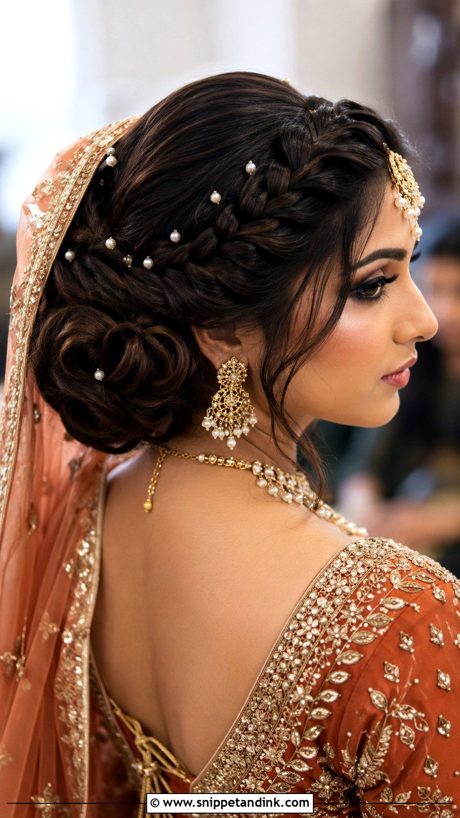 Pakistani Bridal Braided Bun - Snippet and Ink - 15 Pakistani Bridal Bun Hairstyles