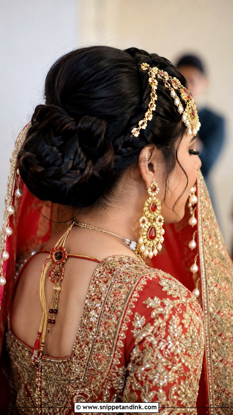 Pakistani Bridal Braided Bun - Snippet and Ink - 15 Pakistani Wedding Hair Ideas