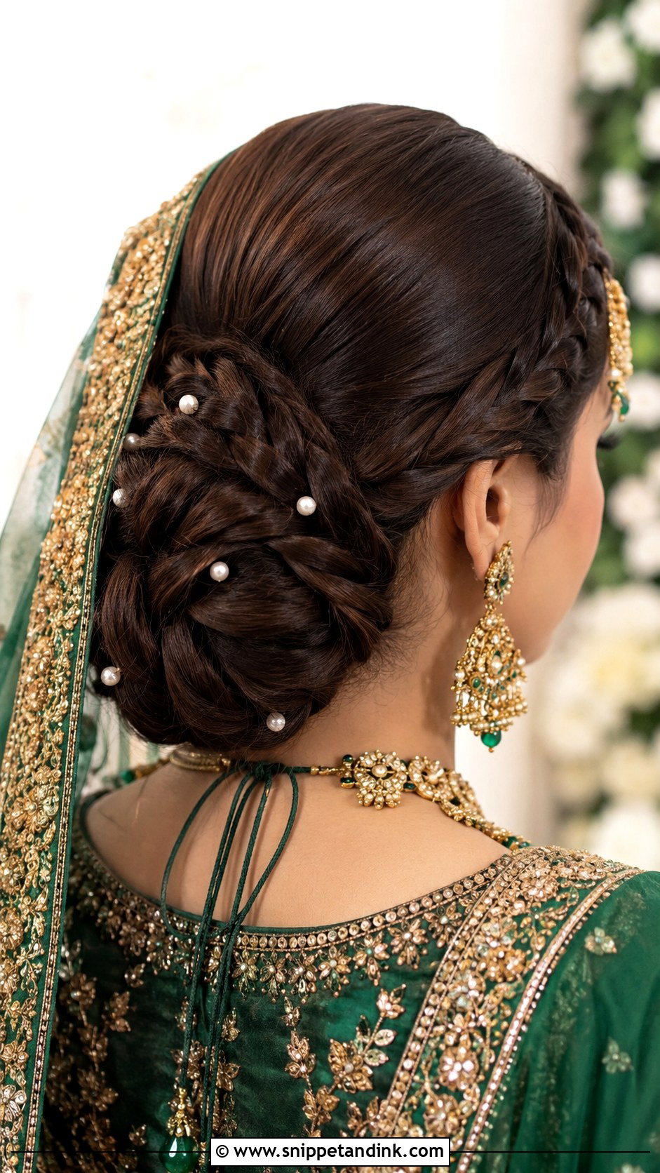 Pakistani Bridal Braided Bun - Snippet and Ink - 15 Pakistani Wedding Hairstyle Ideas