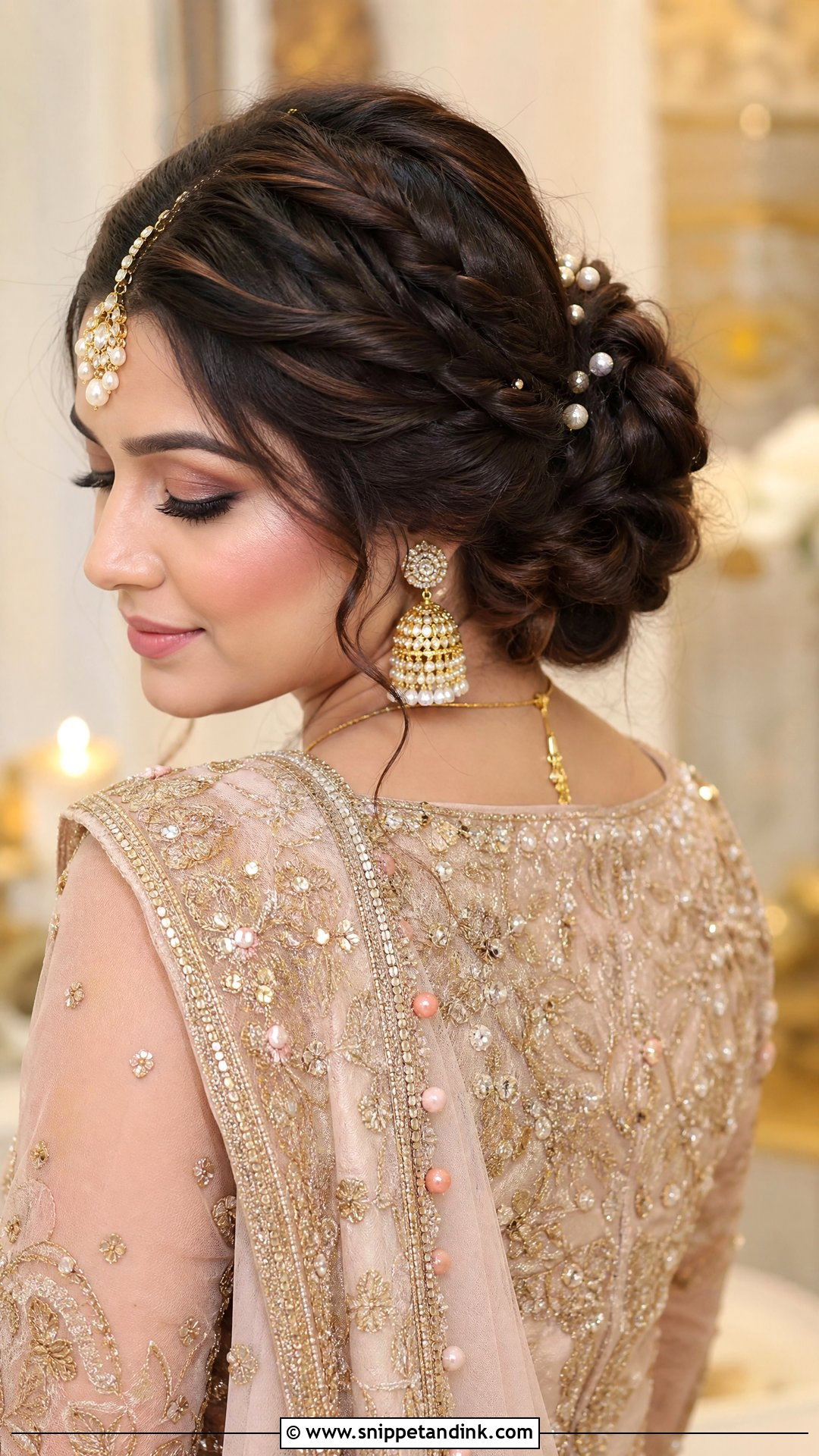 Pakistani Bridal Braided Bun - Snippet and Ink - 20 Pakistani Bridal Hair Wedding Hairstyles